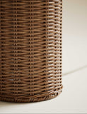 Wicker scalloped table lamp with pleated shade 41cm (British brand)