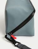 Wide opening travel wash bag faux leather (British brand)
