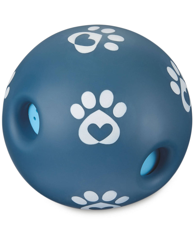 Wiggle Buddy Ball Dog Toy with Sound Tubes, Orange or Blue, 14cm