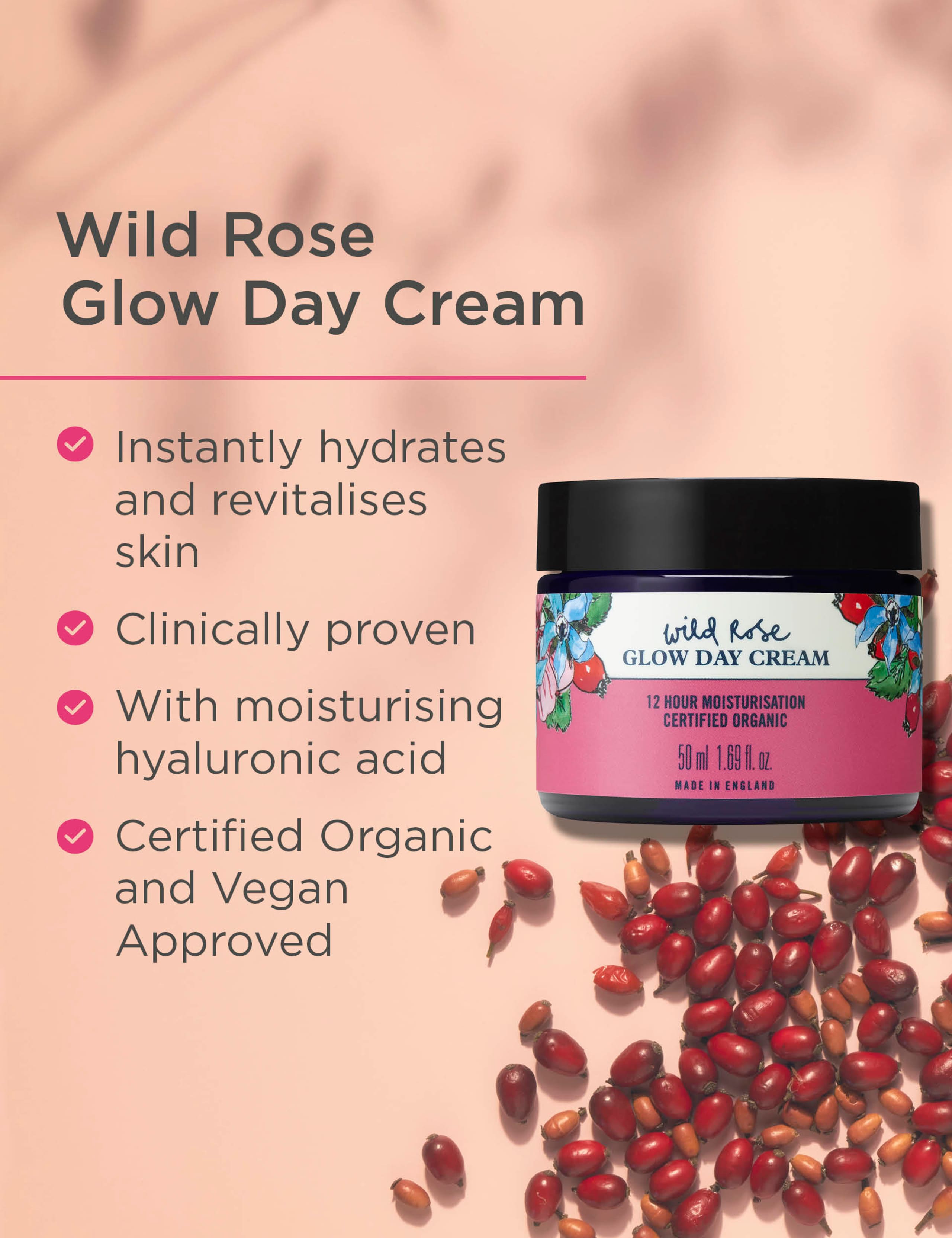 Neal's Yard Remedies wild rose glow day cream 50ml (British brand)