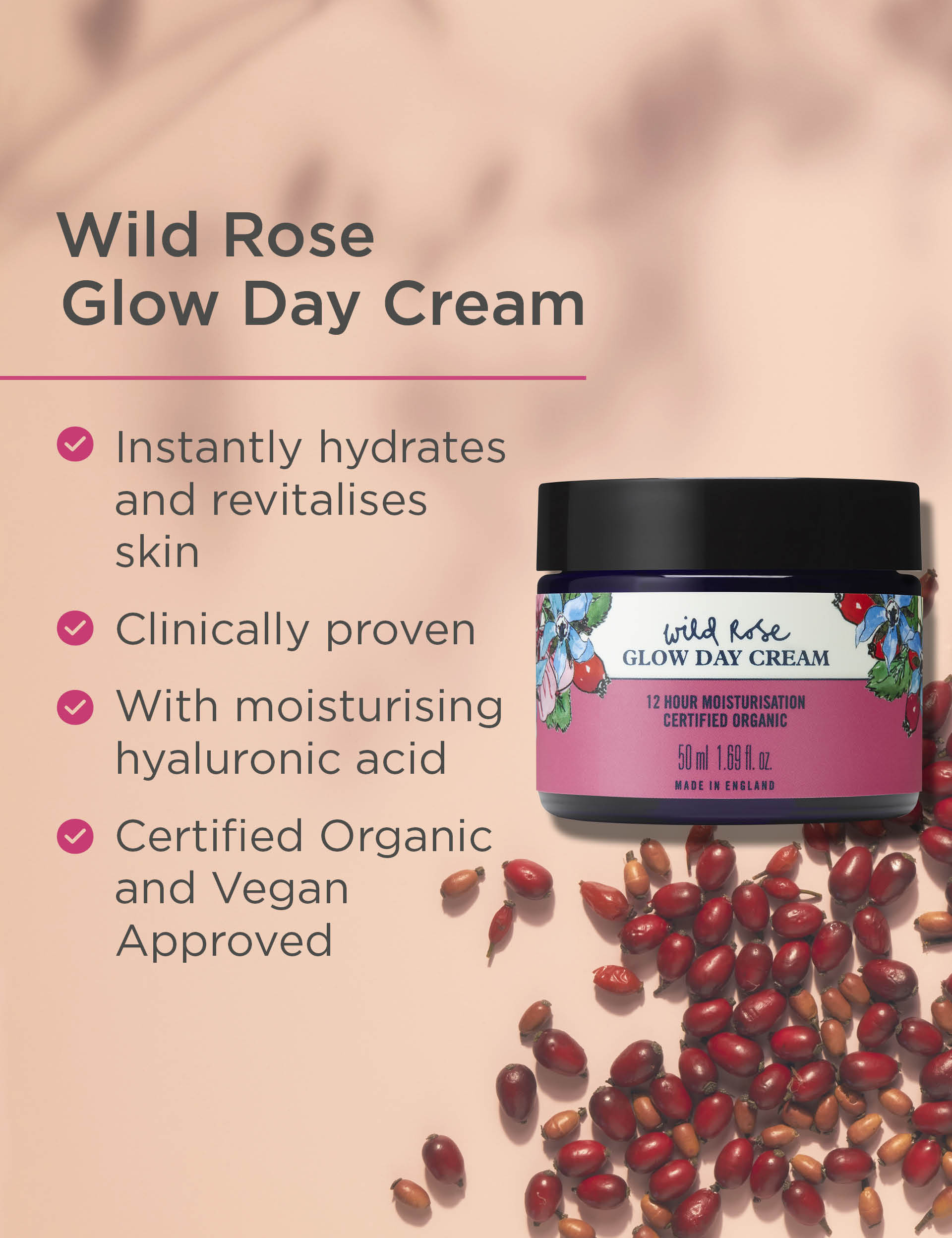 Neal's Yard Remedies wild rose glow day cream 50ml (British brand)