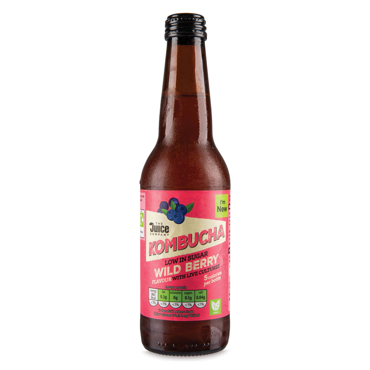 Wild berry kombucha fermented tea drink - British product