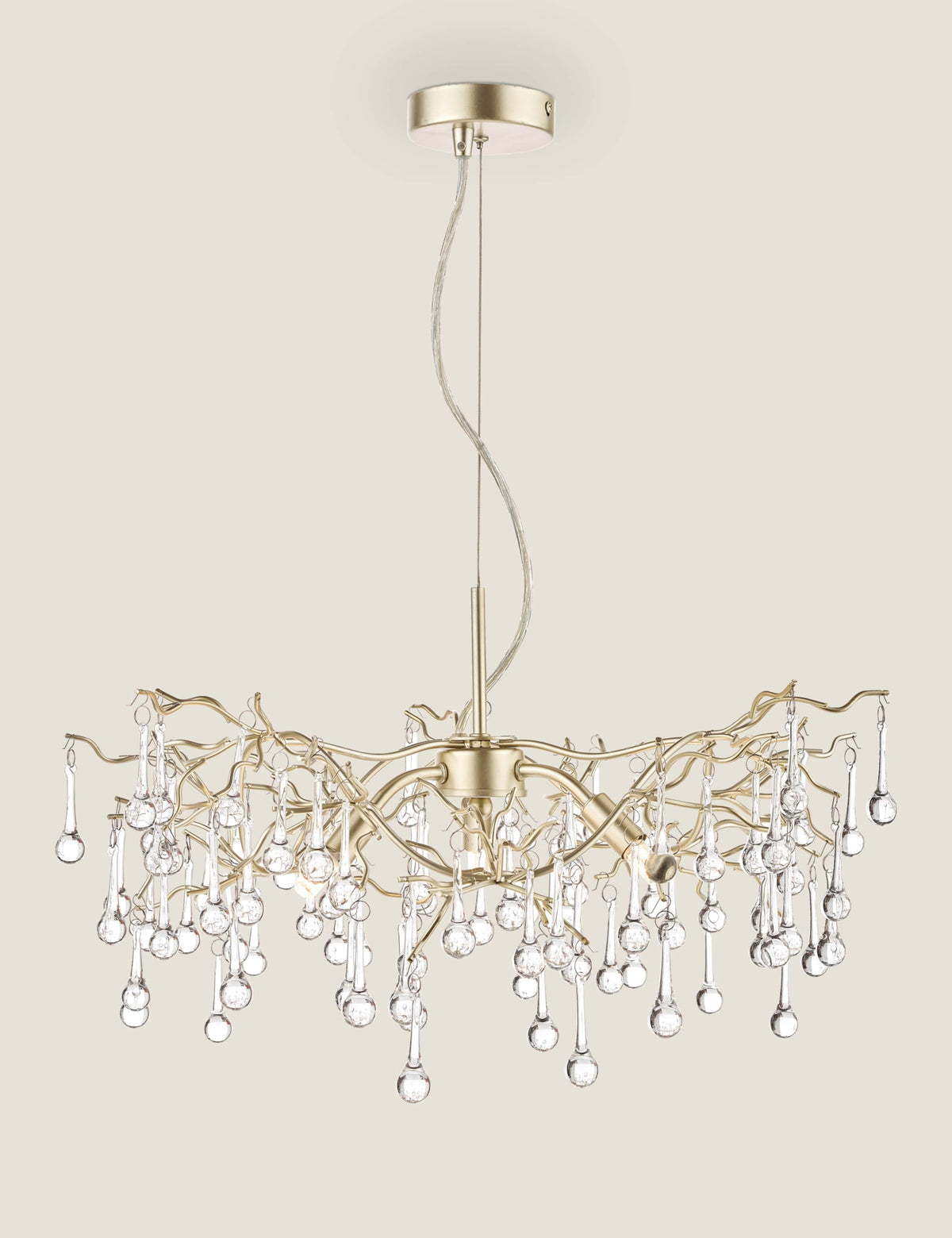 Laura Ashley Willow pendant light with crystal droplets gold-tone - (British brand)