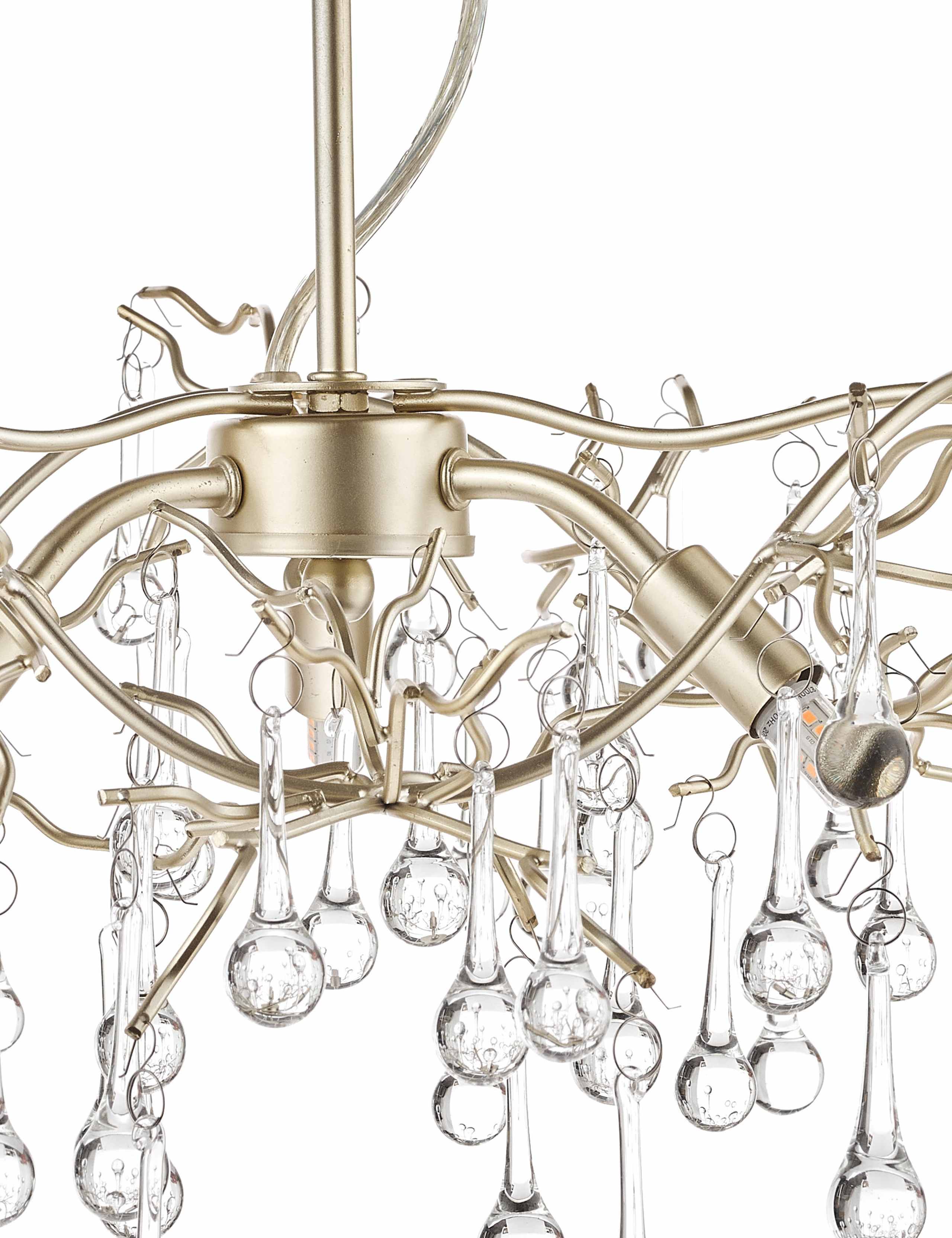 Laura Ashley Willow pendant light with crystal droplets gold-tone - (British brand)