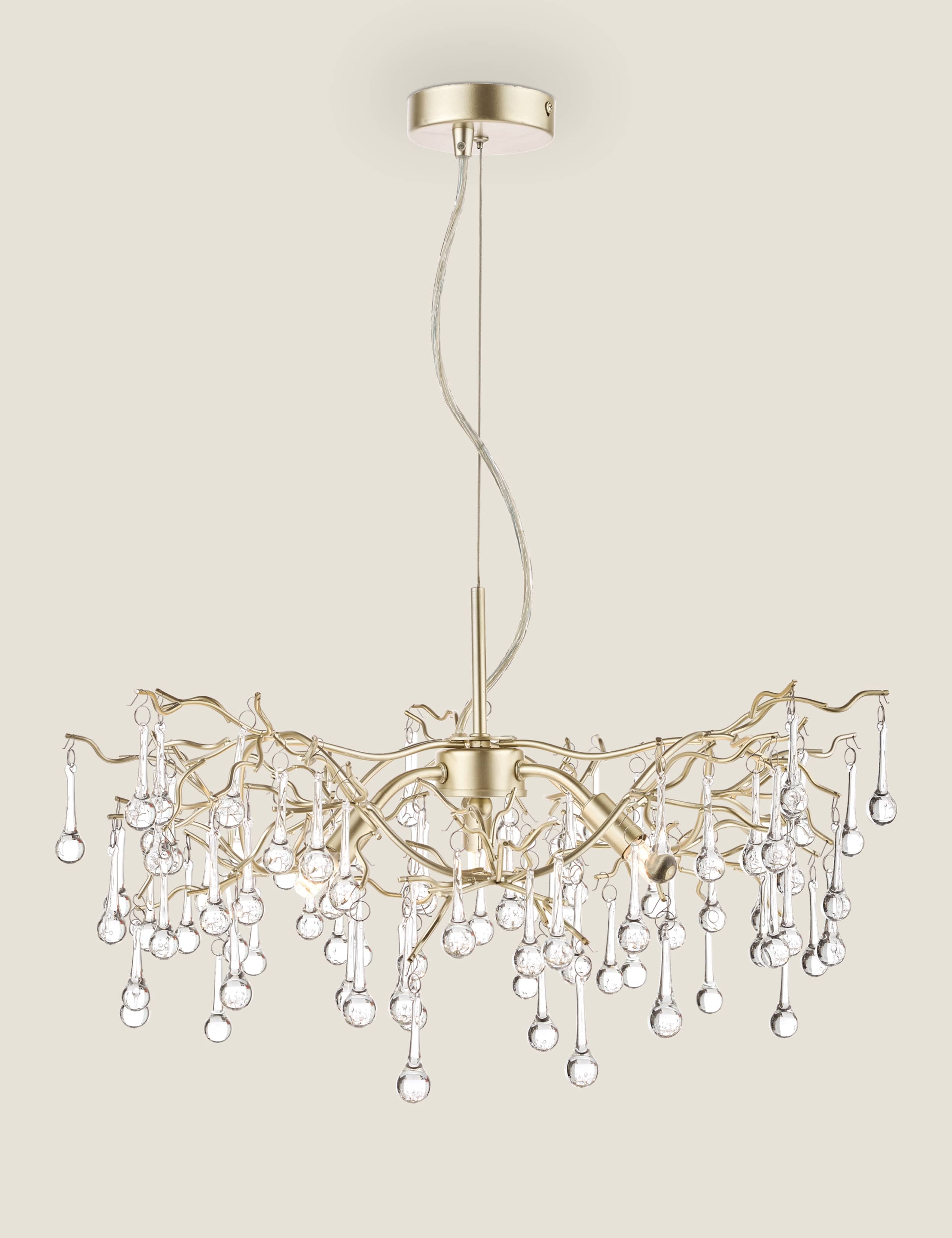 Laura Ashley Willow pendant light with crystal droplets gold-tone - (British brand)