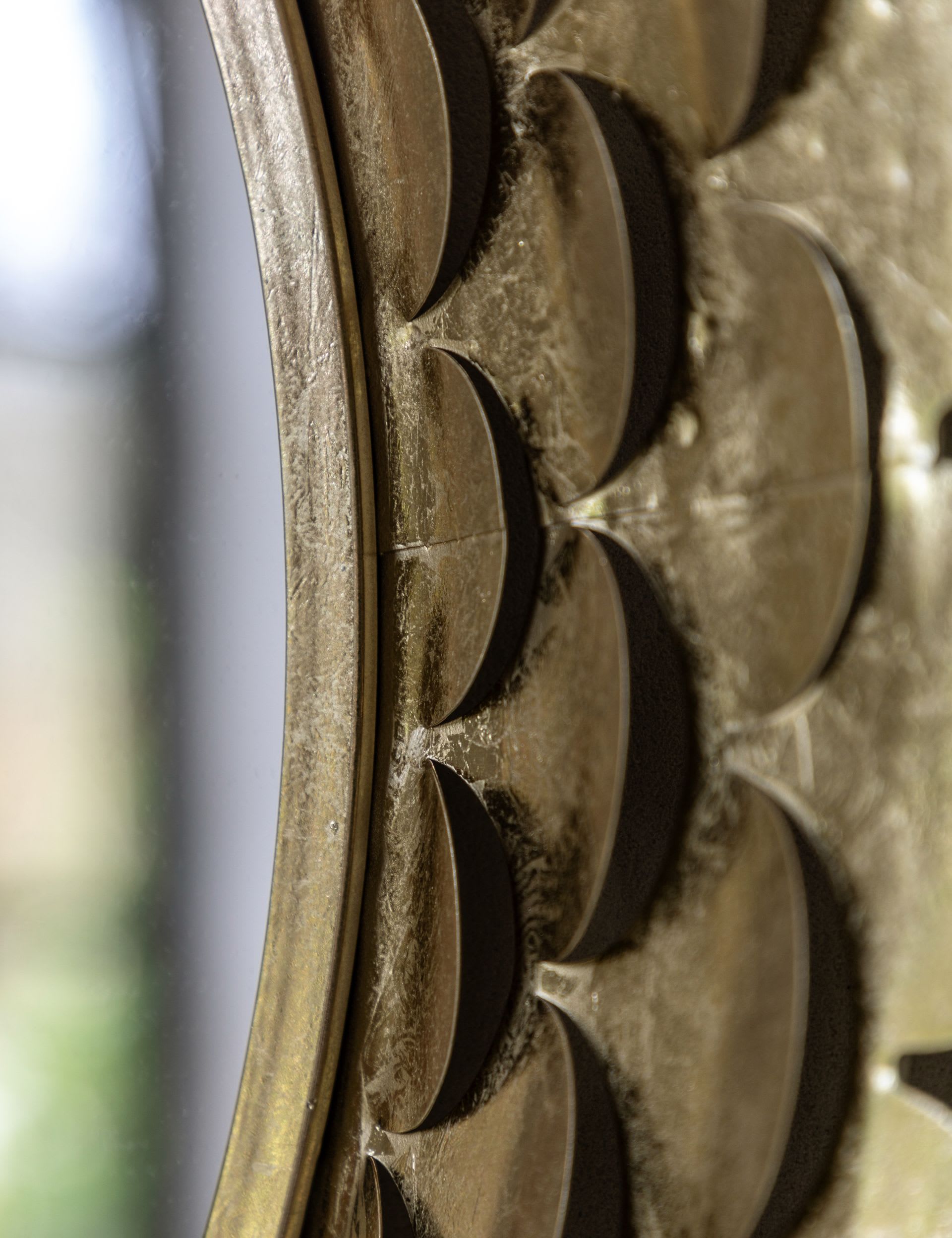 Gallery Direct large round gold-tone scallop wall mirror 91cm - British product
