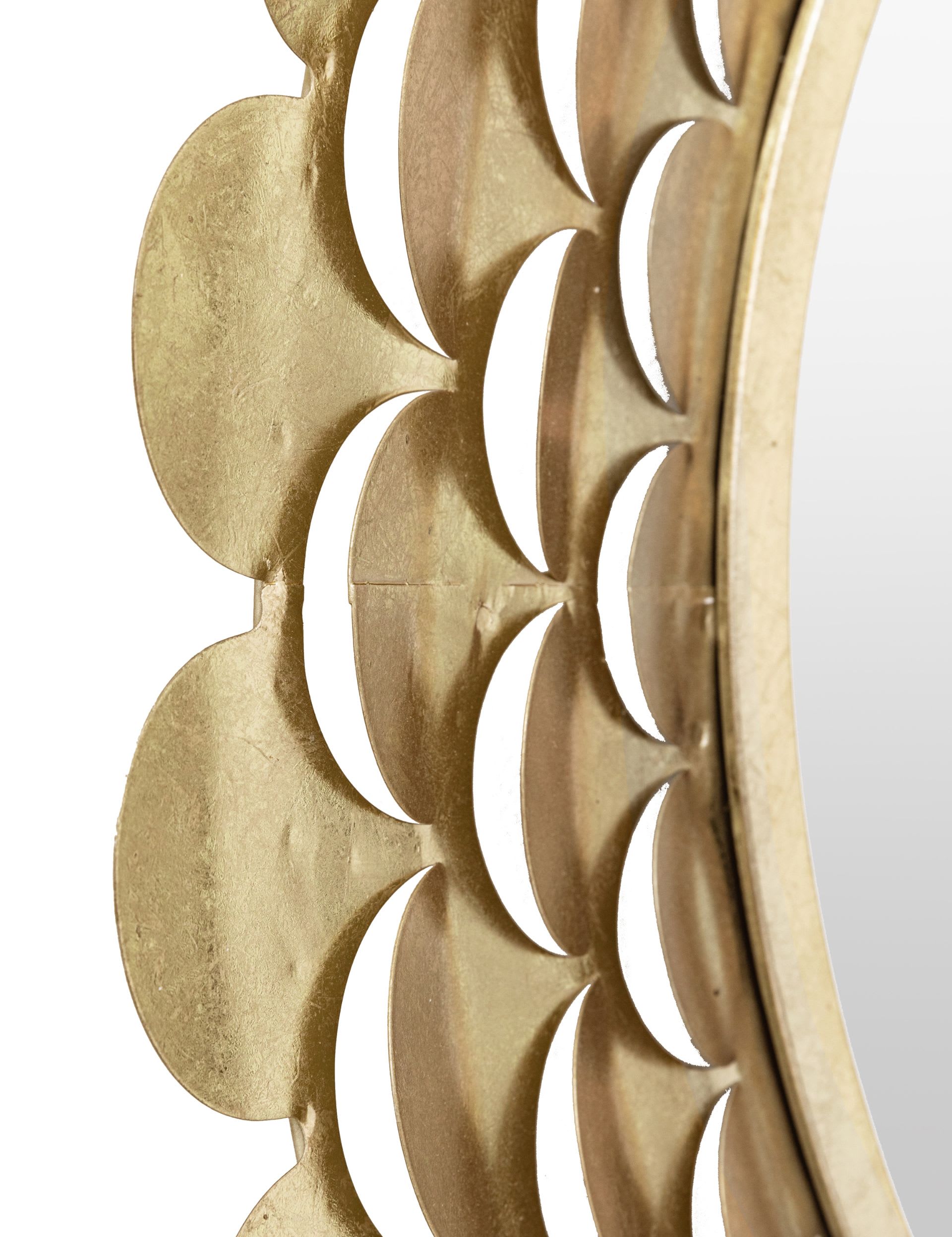 Gallery Direct large round gold-tone scallop wall mirror 91cm - British product