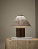 Wood Ribbed Round Table Lamp with chunky base (British brand)