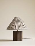Wood Ribbed Round Table Lamp with chunky base (British brand)