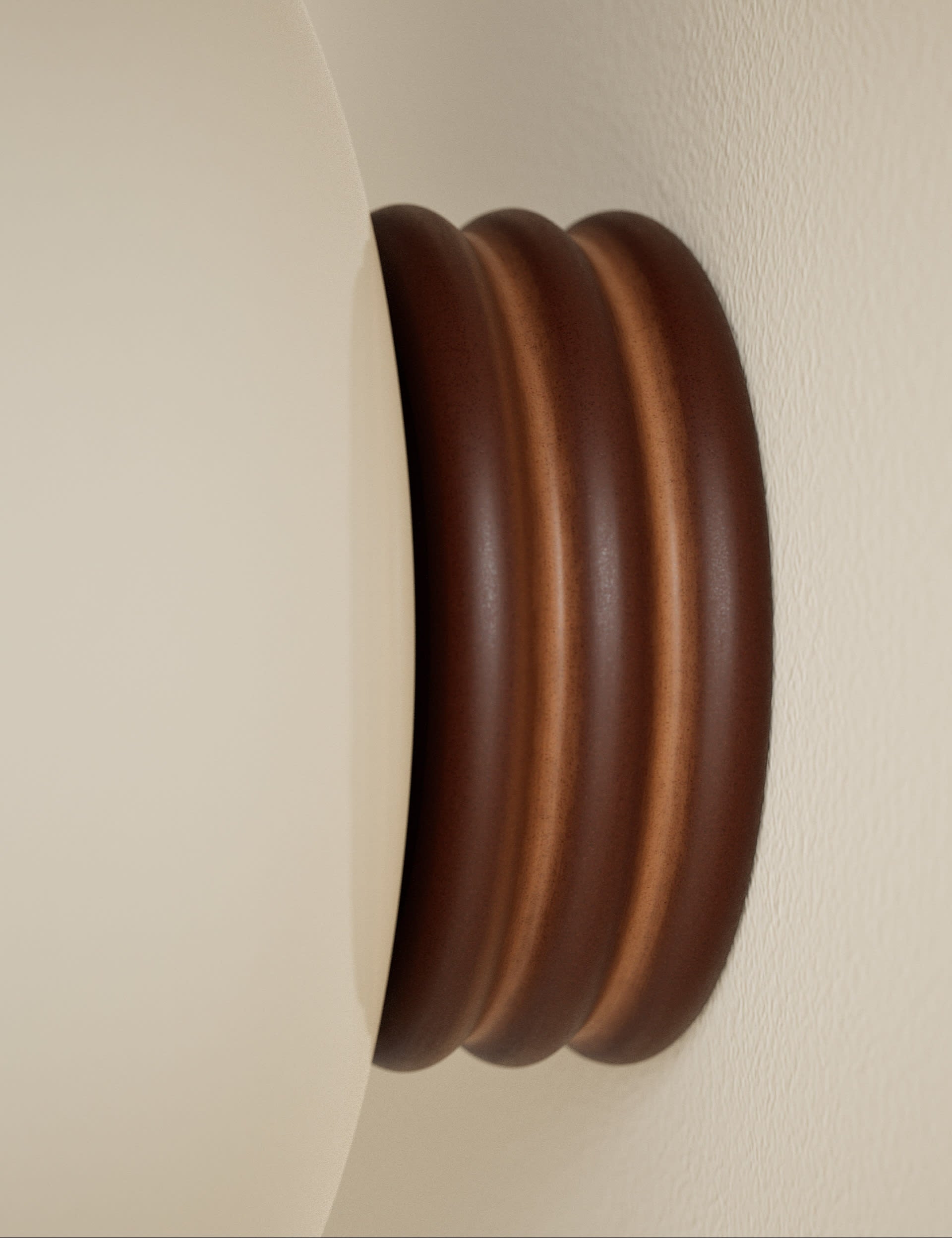 Wooden ribbed wall light with glass shade, imported from the UK