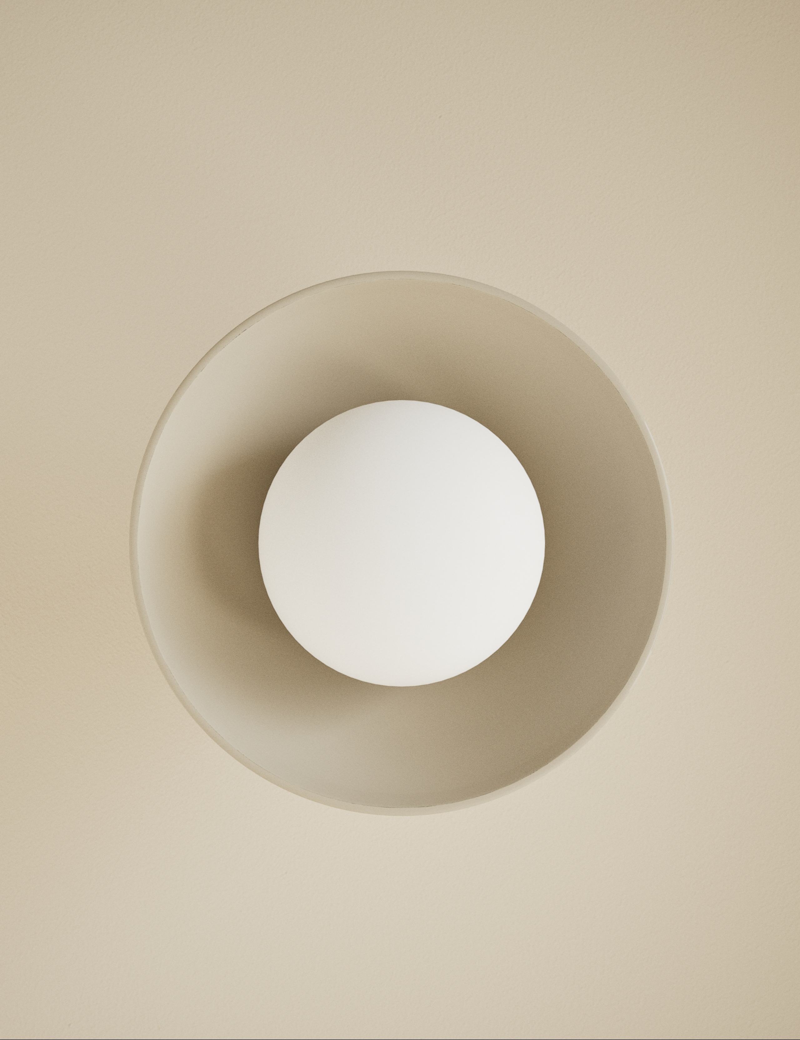Wooden ribbed wall light with glass shade, imported from the UK