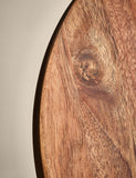 Round acacia wood serving board with handle (British brand)