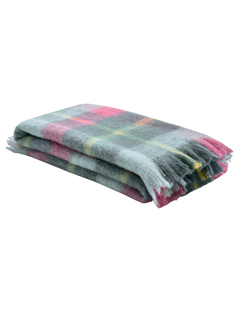 Bluebellgray Highland check wool blend throw 130x170cm (British brand)