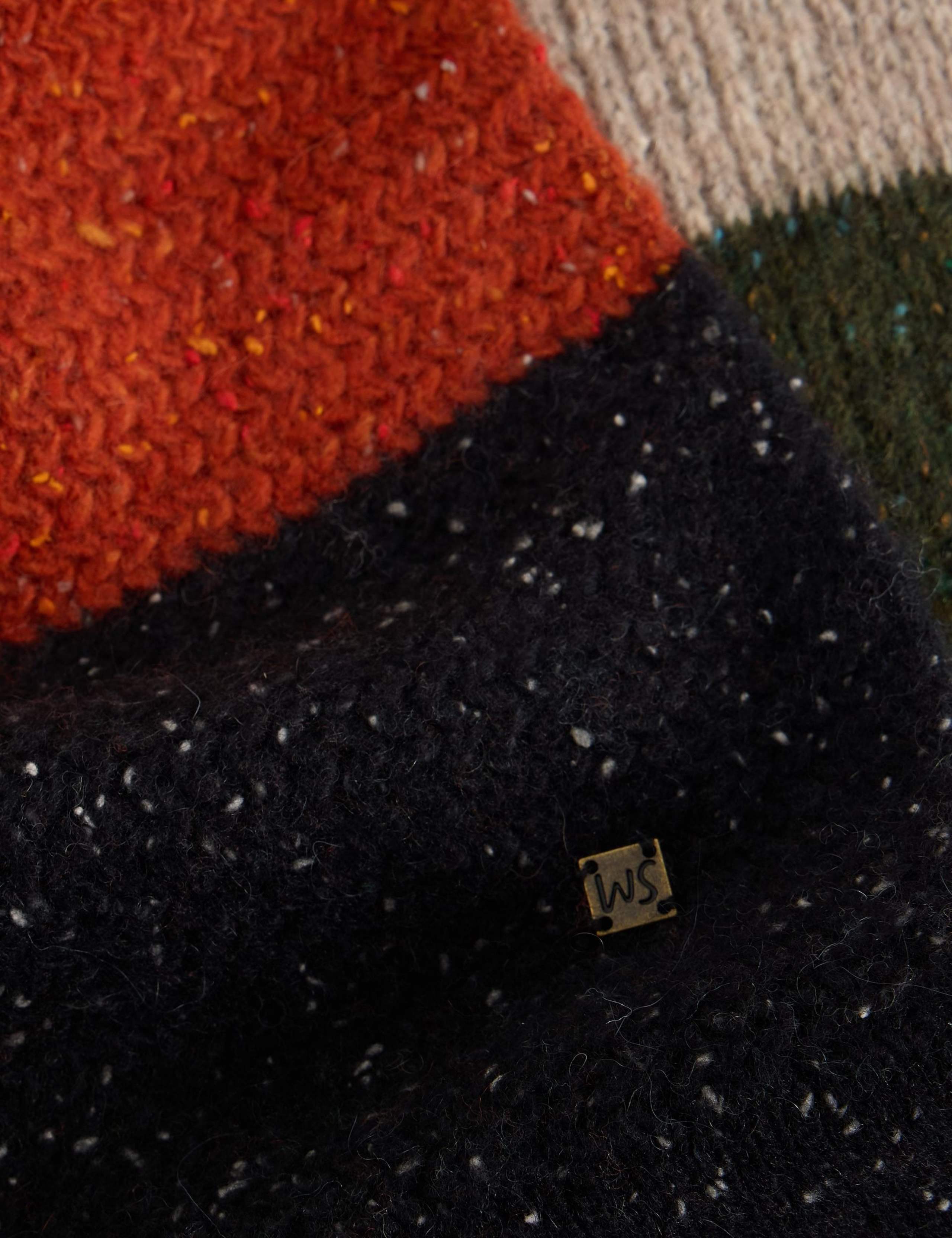 White Stuff wool rich colour block knitted scarf, imported from the UK