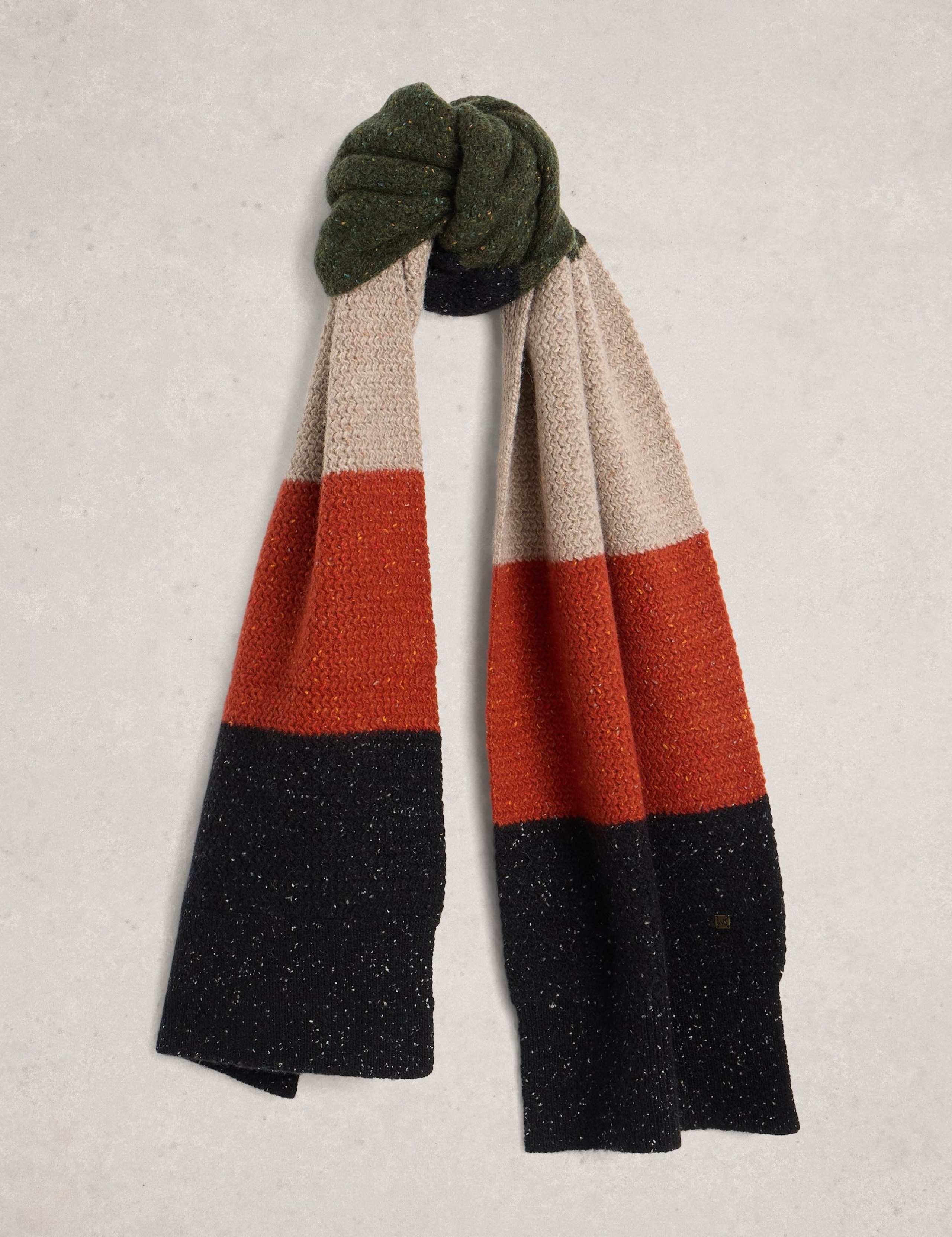 White Stuff wool rich colour block knitted scarf, imported from the UK