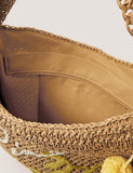 Monsoon woven embroidered shoulder bag with pom pom charm - British product