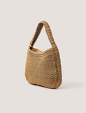 Monsoon woven embroidered shoulder bag with pom pom charm - British product