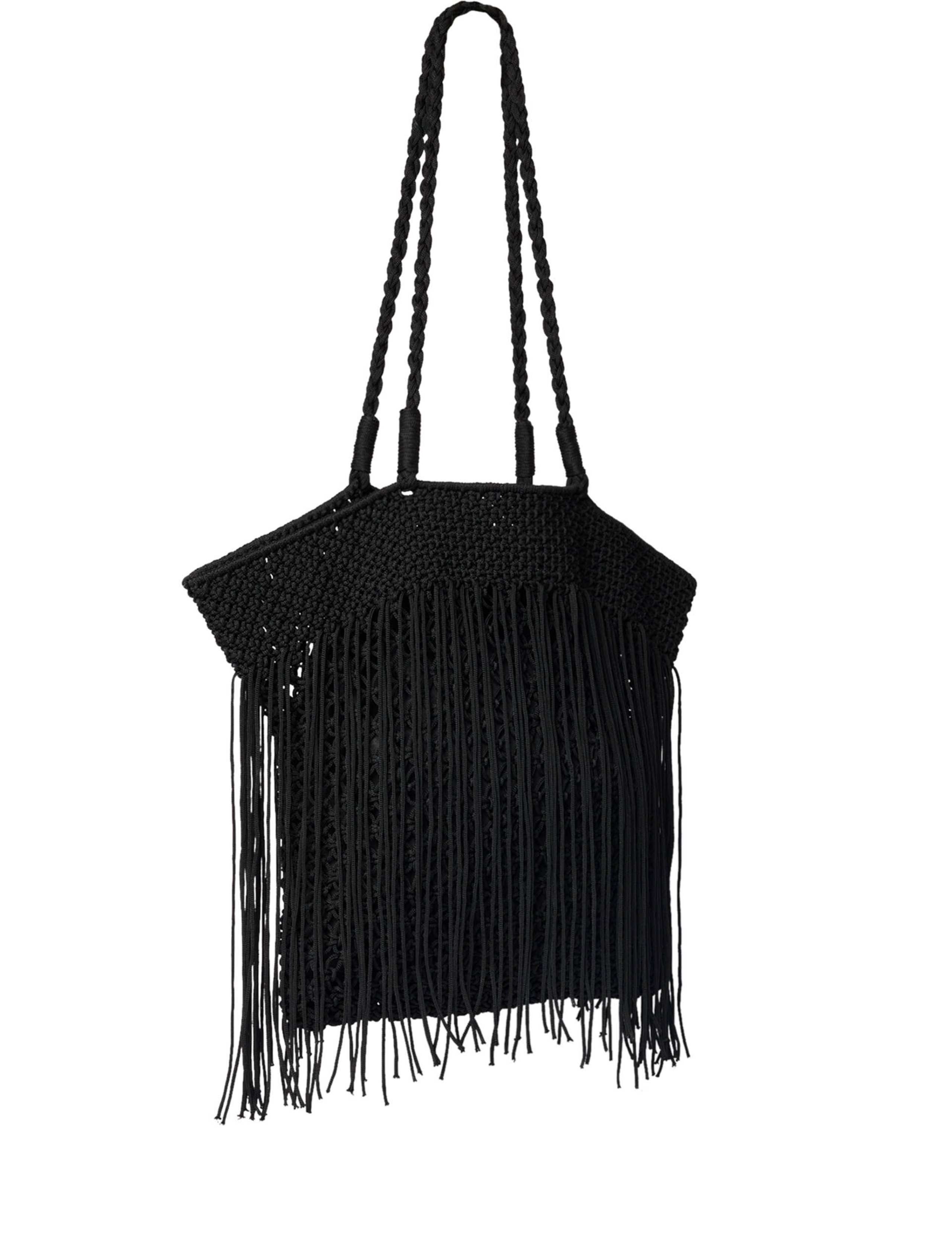Whistles woven fringed tote bag, imported from the UK