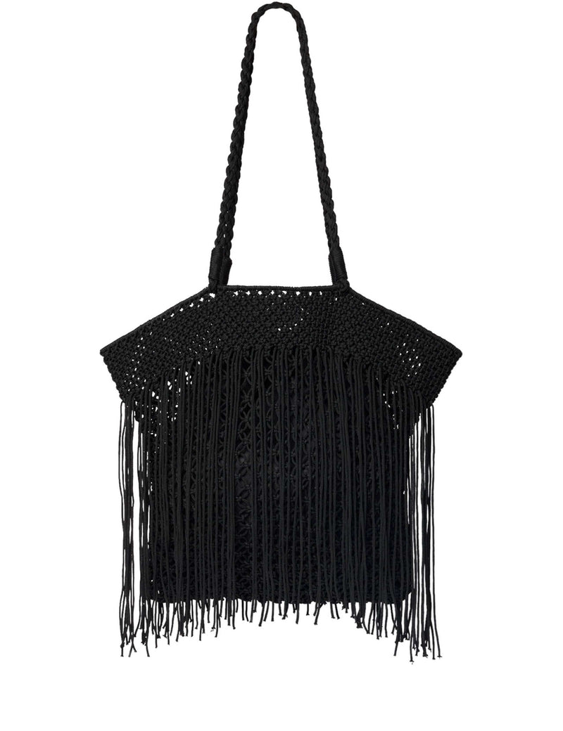 Whistles woven fringed tote bag, imported from the UK