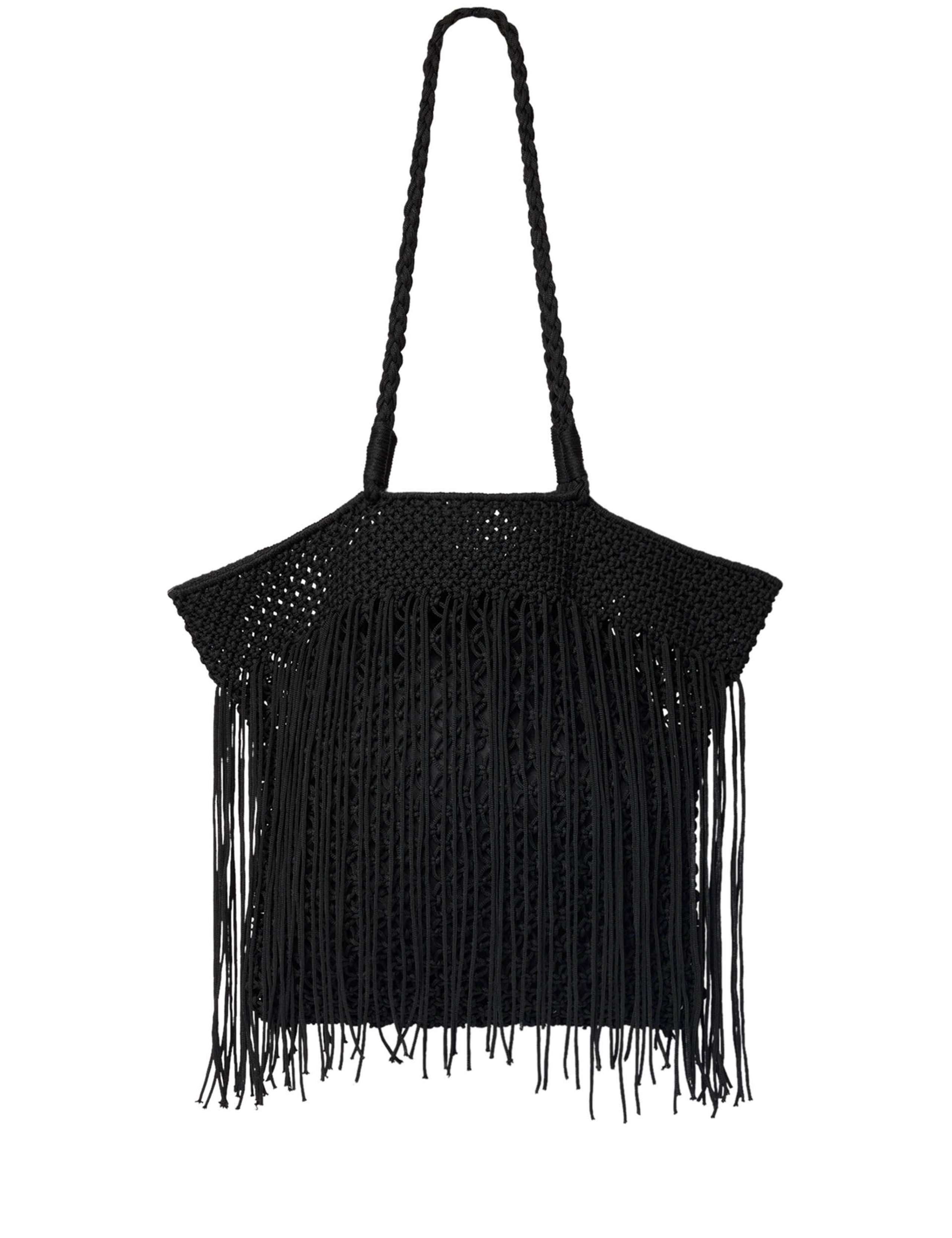 Whistles woven fringed tote bag, imported from the UK