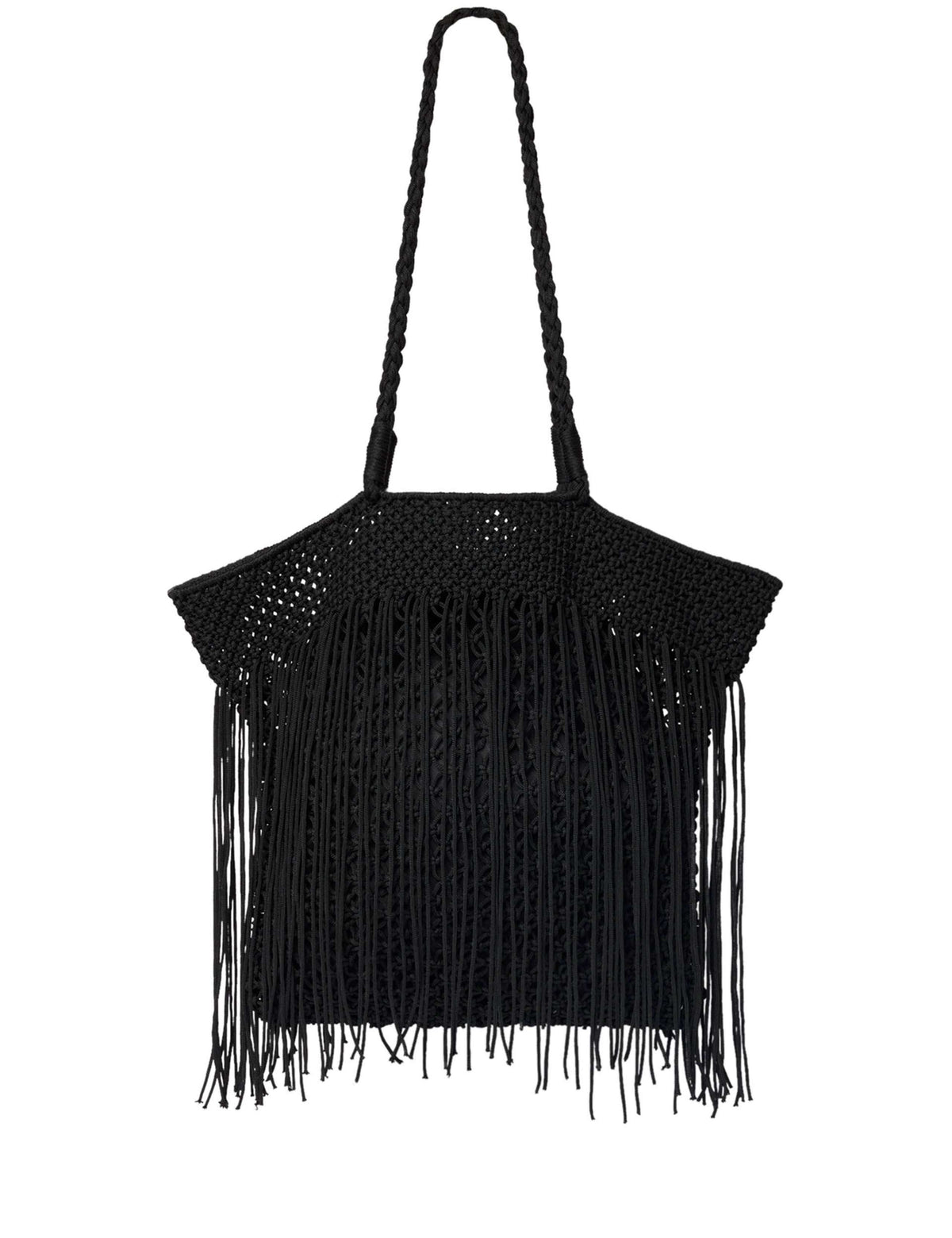 Whistles woven fringed tote bag, imported from the UK