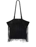 Whistles woven fringed tote bag, imported from the UK