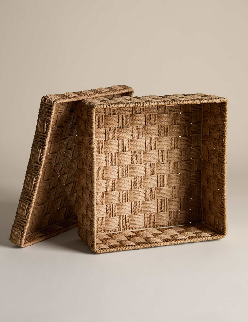 Woven String Storage Box Medium Square 30cm (British brand)