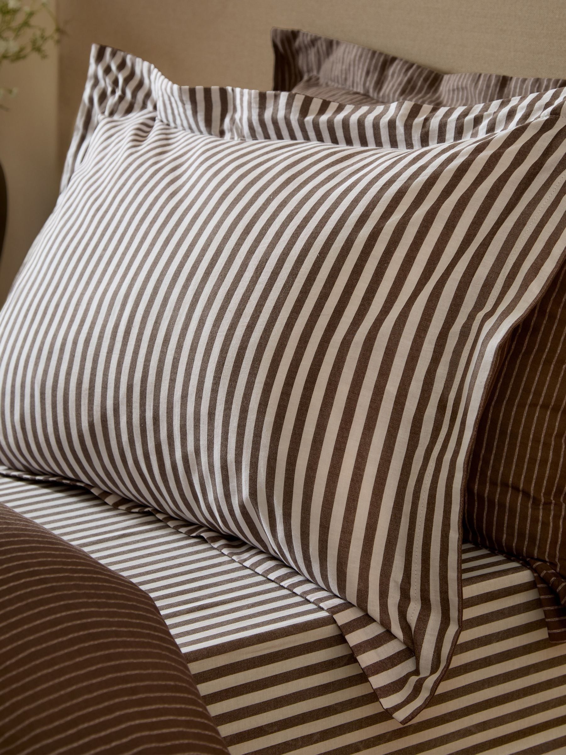 Yard Hebden Melange Stripe Grey Cotton Pillowcases Set of 2