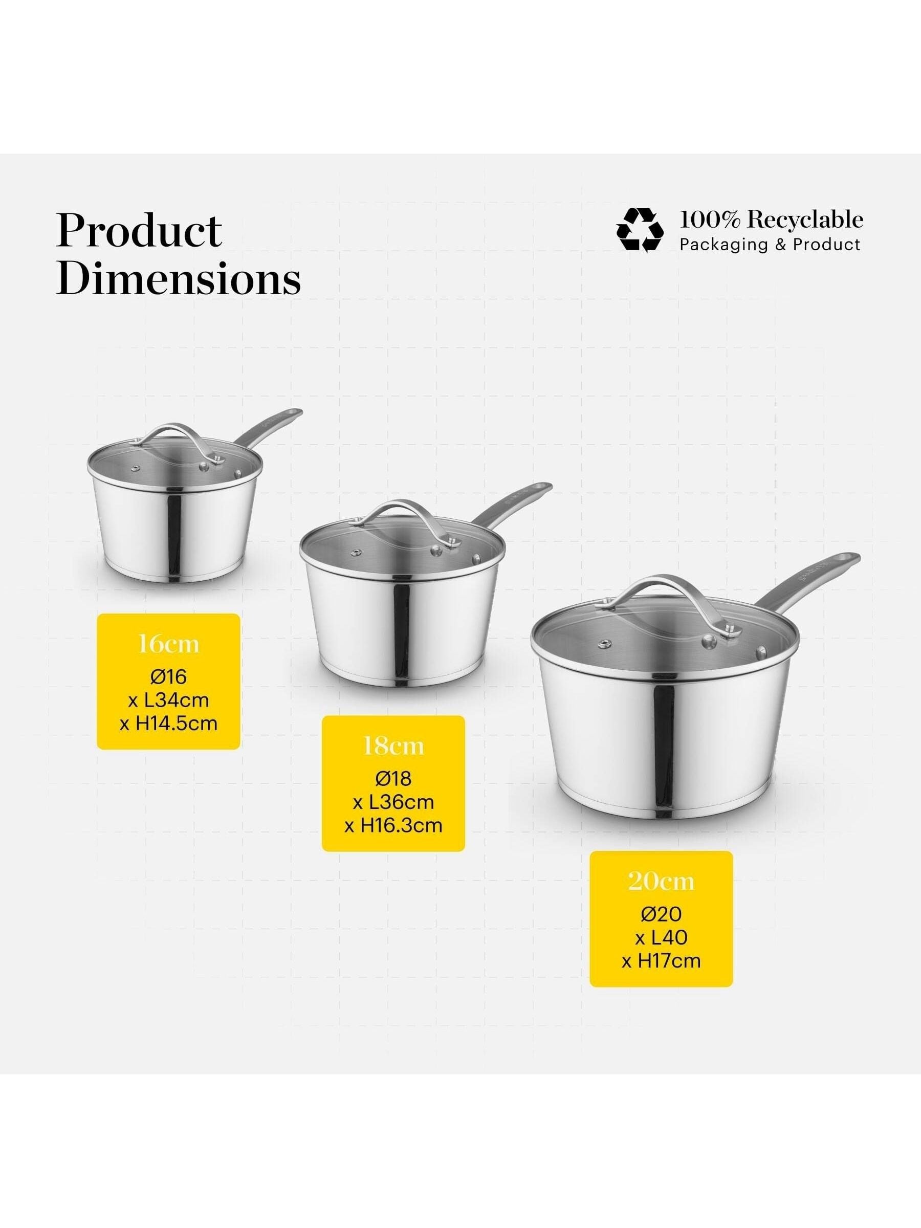 Good Food 3 Piece Stainless Steel Saucepan Set