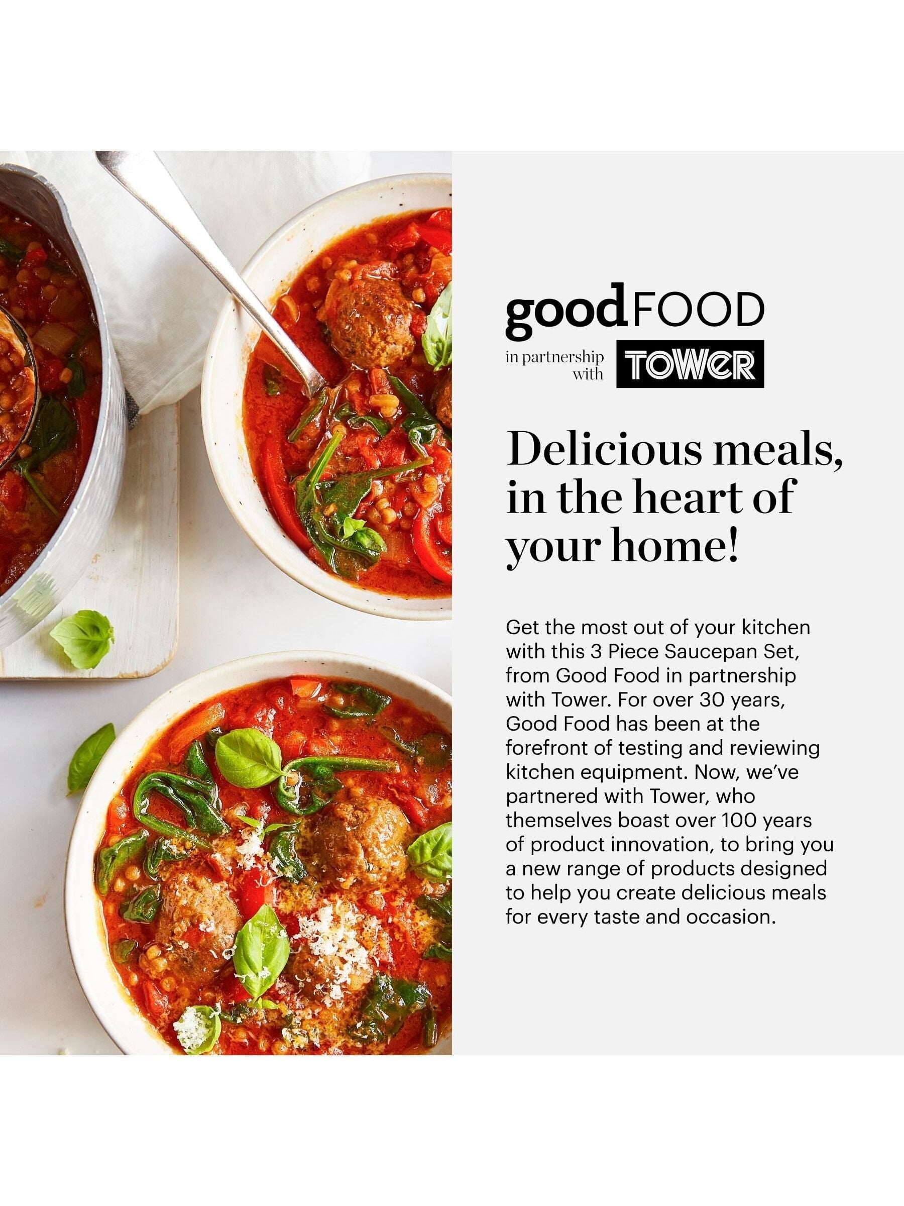 Good Food 3 Piece Stainless Steel Saucepan Set