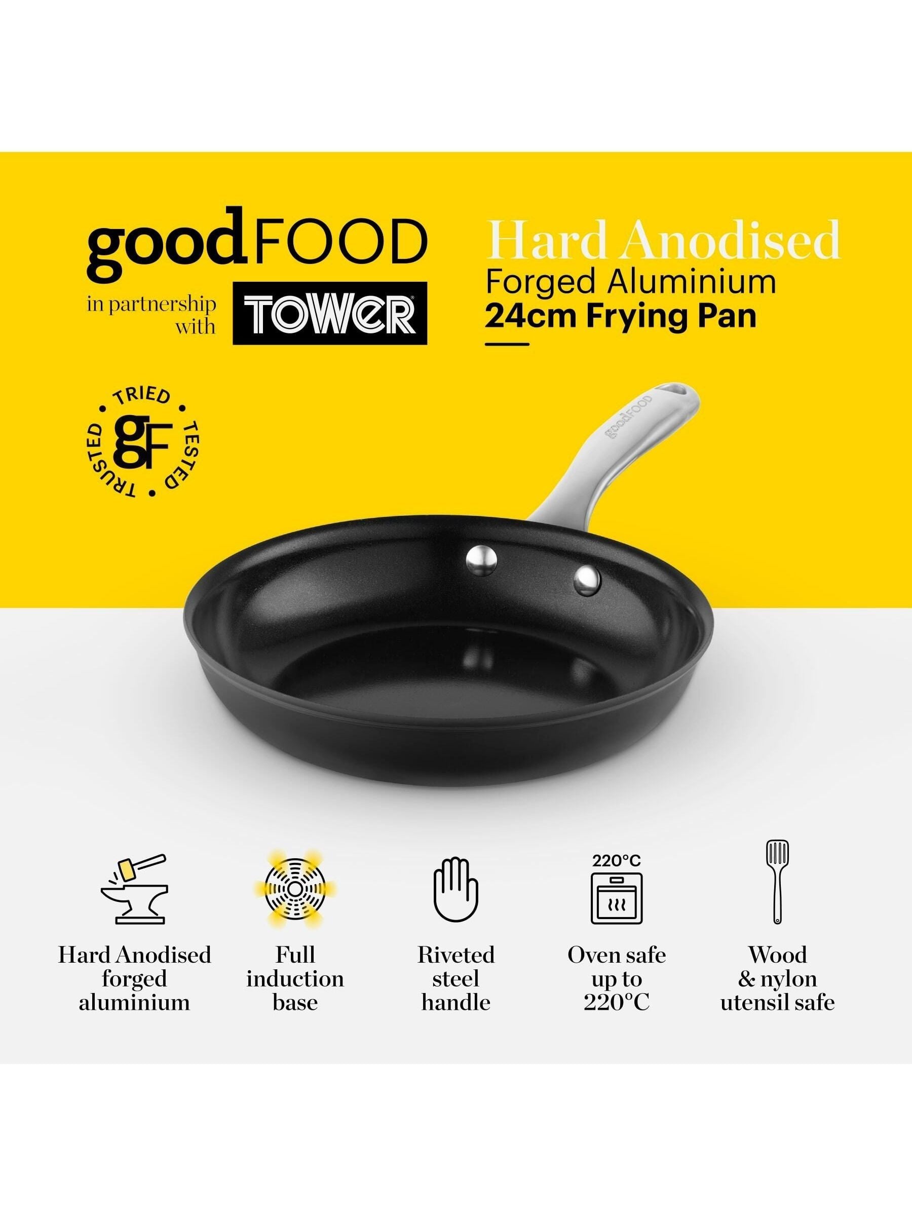 GOOD FOOD Grey Hard Anodized Non-Stick Frying Pan 24cm, UK version