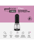 Good Food black duo salt and pepper mill, imported from the UK