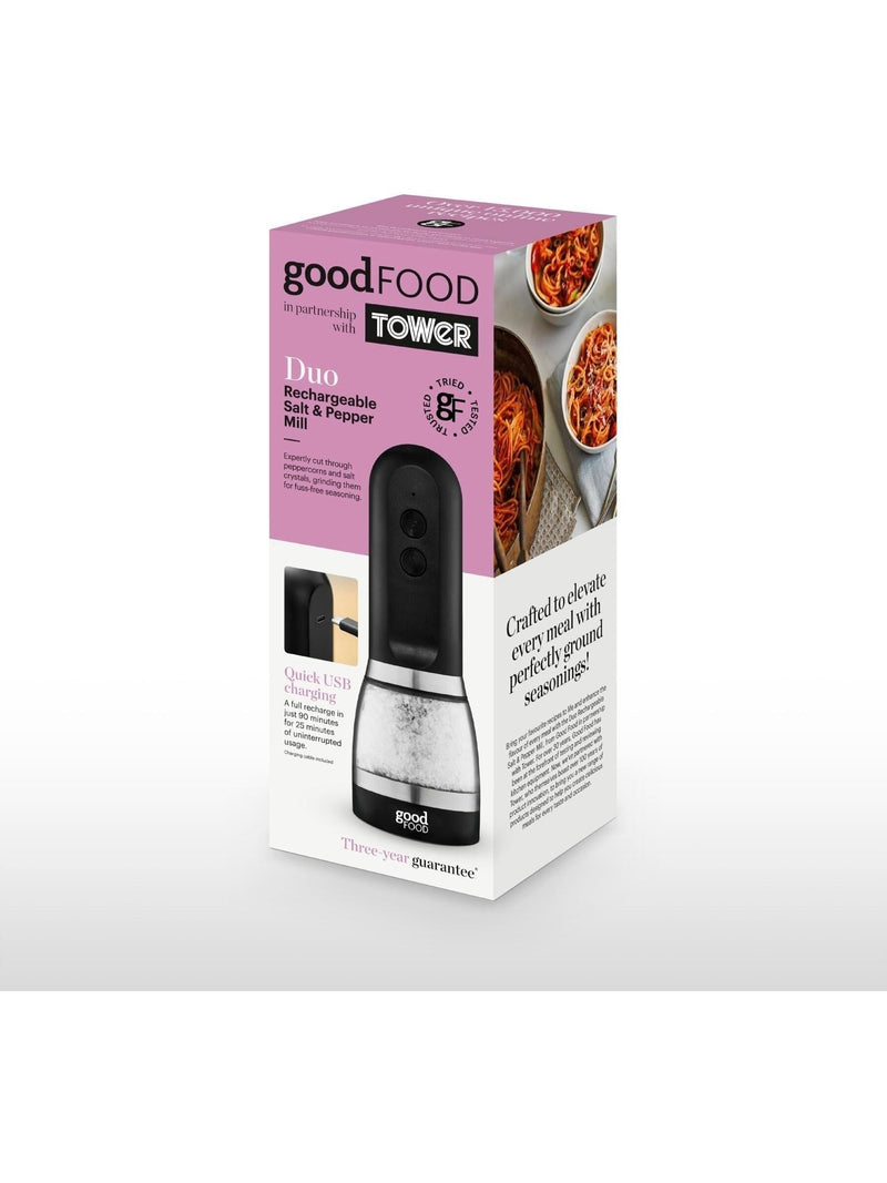 Good Food black duo salt and pepper mill, imported from the UK