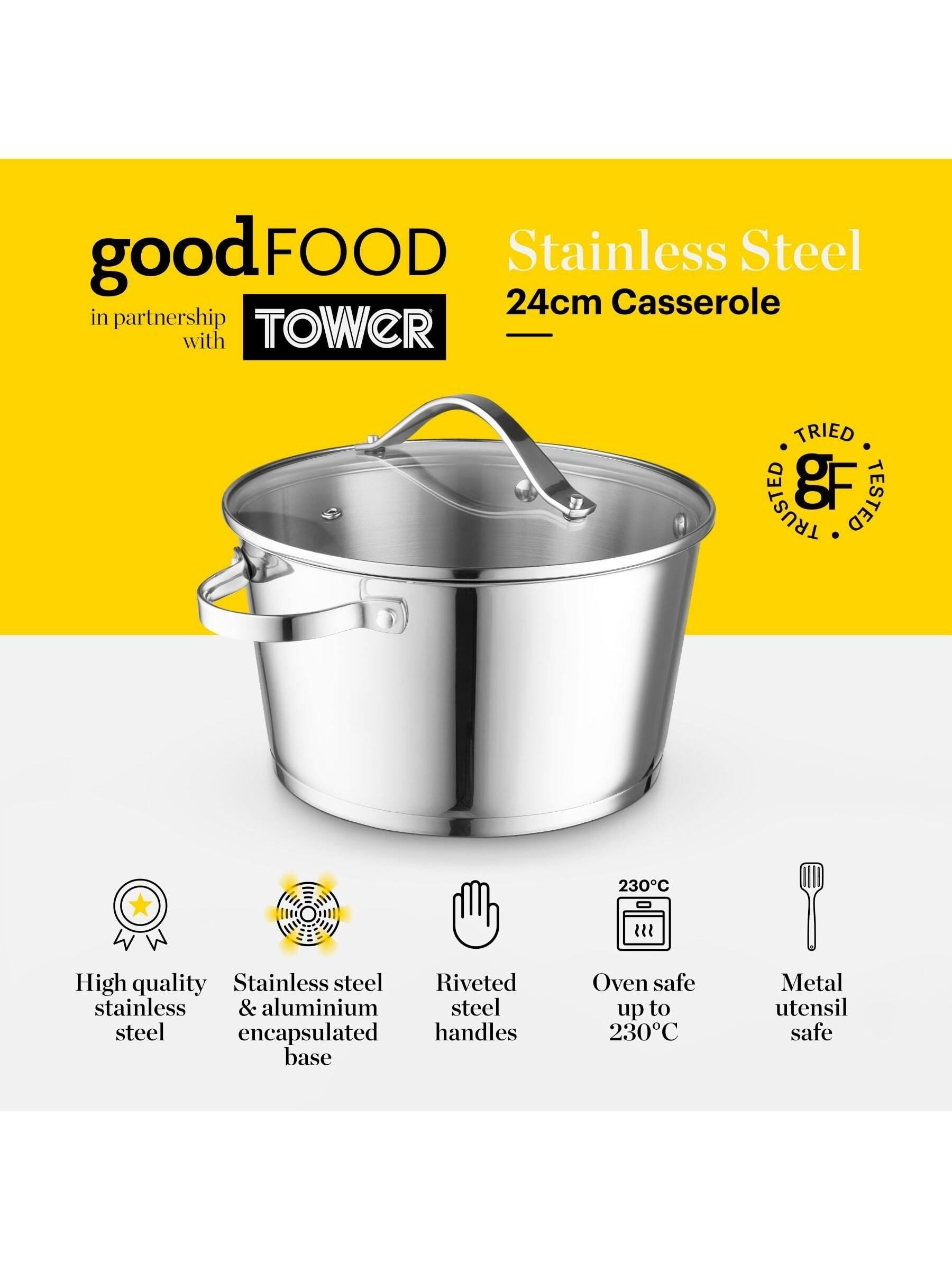 GOOD FOOD Casserole Pan with Tempered Glass Lid 24cm, UK version
