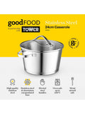 GOOD FOOD Casserole Pan with Tempered Glass Lid 24cm, UK version