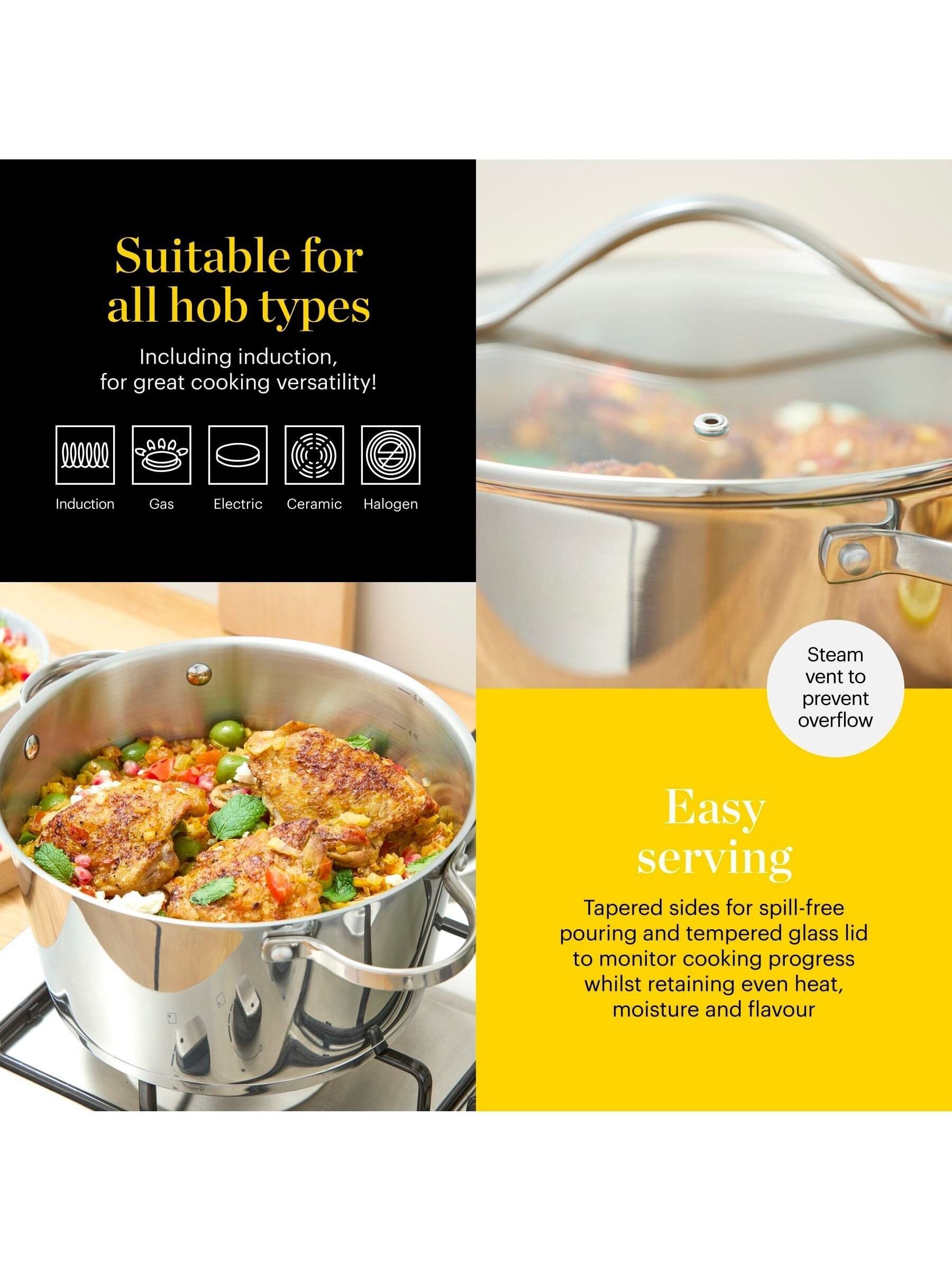 GOOD FOOD Casserole Pan with Tempered Glass Lid 24cm, UK version