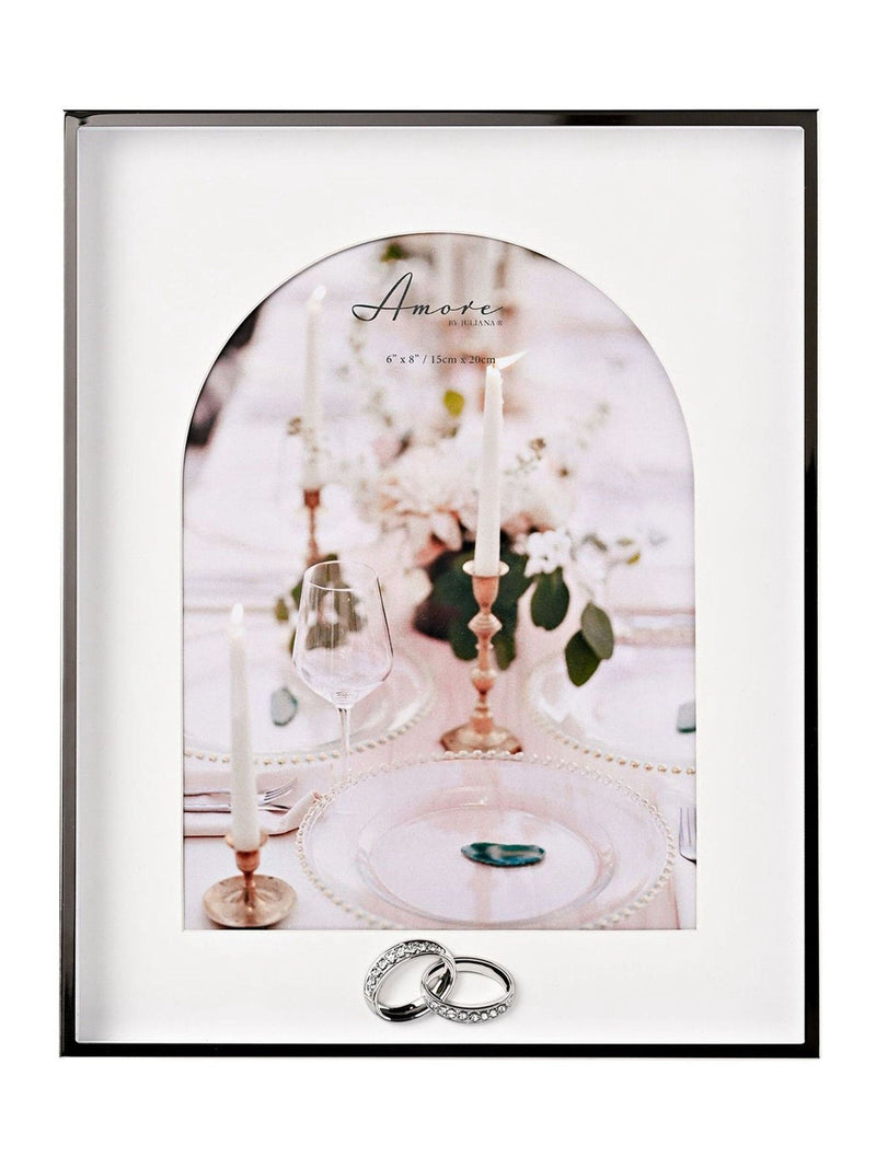 Widdop Silver Amore Box Arch Photo Frame with Rings for 6 x 8 photos (British brand)