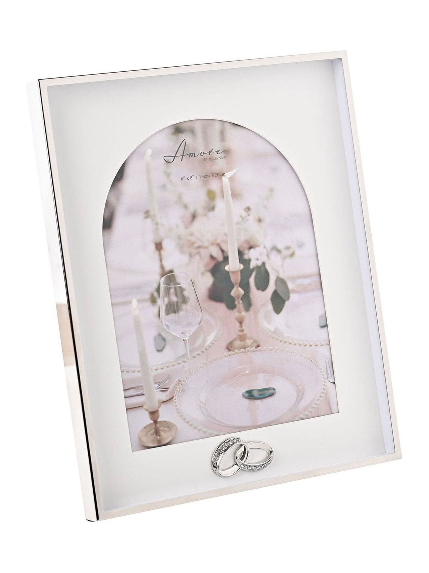 Widdop Silver Amore Box Arch Photo Frame with Rings for 6 x 8 photos (British brand)