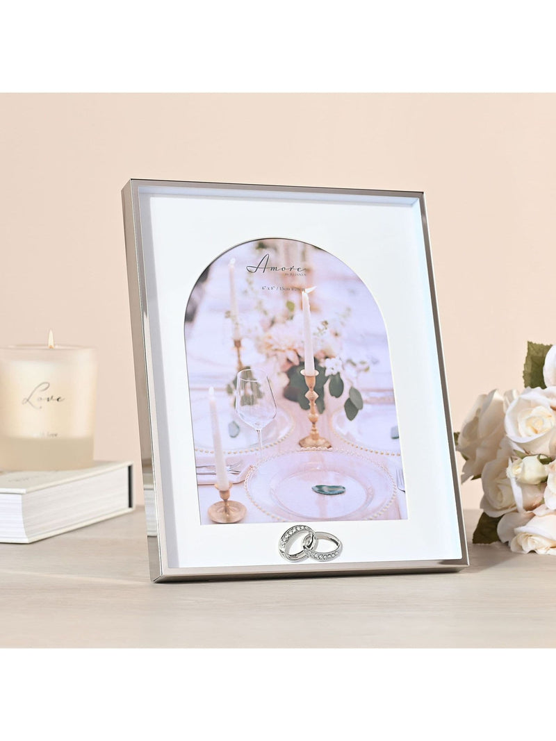 Widdop Silver Amore Box Arch Photo Frame with Rings for 6 x 8 photos (British brand)