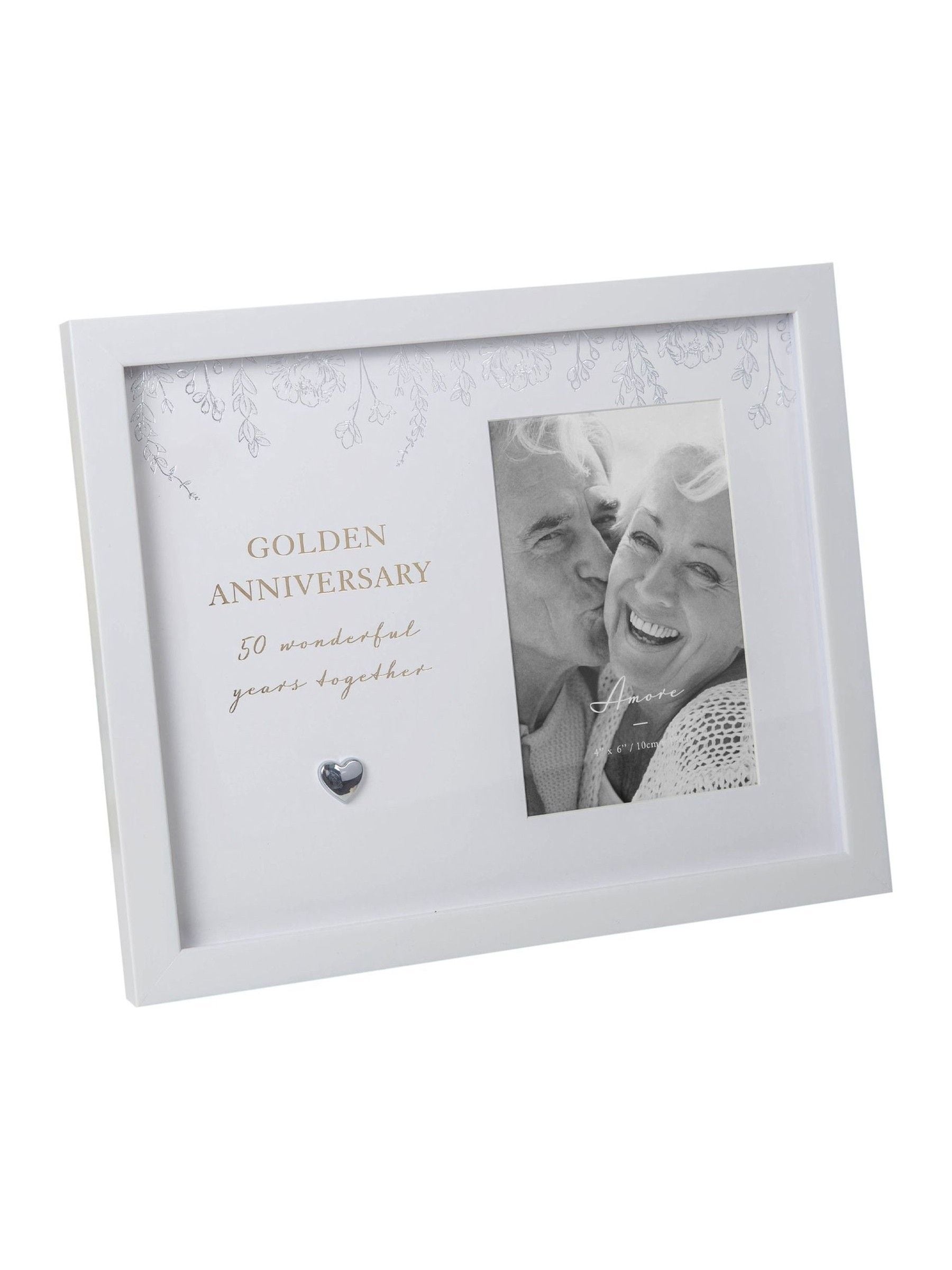 Widdop white amore golden anniversary photo frame 4x6 inch (British brand)