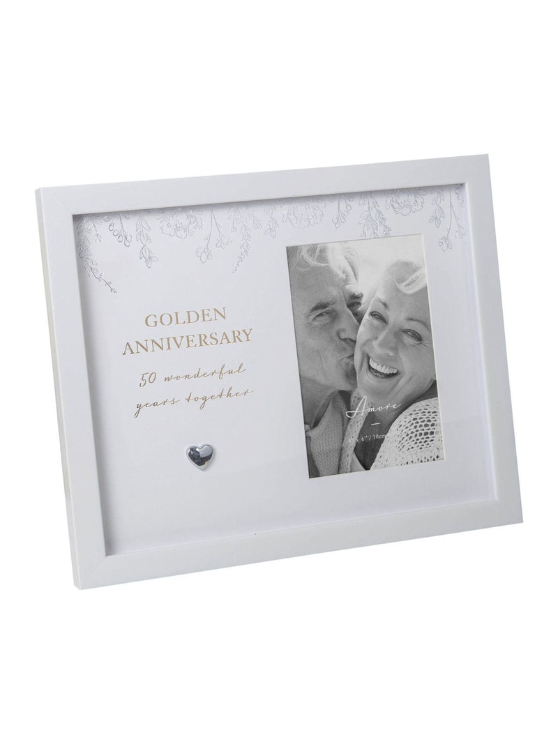 Widdop white amore golden anniversary photo frame 4x6 inch (British brand)