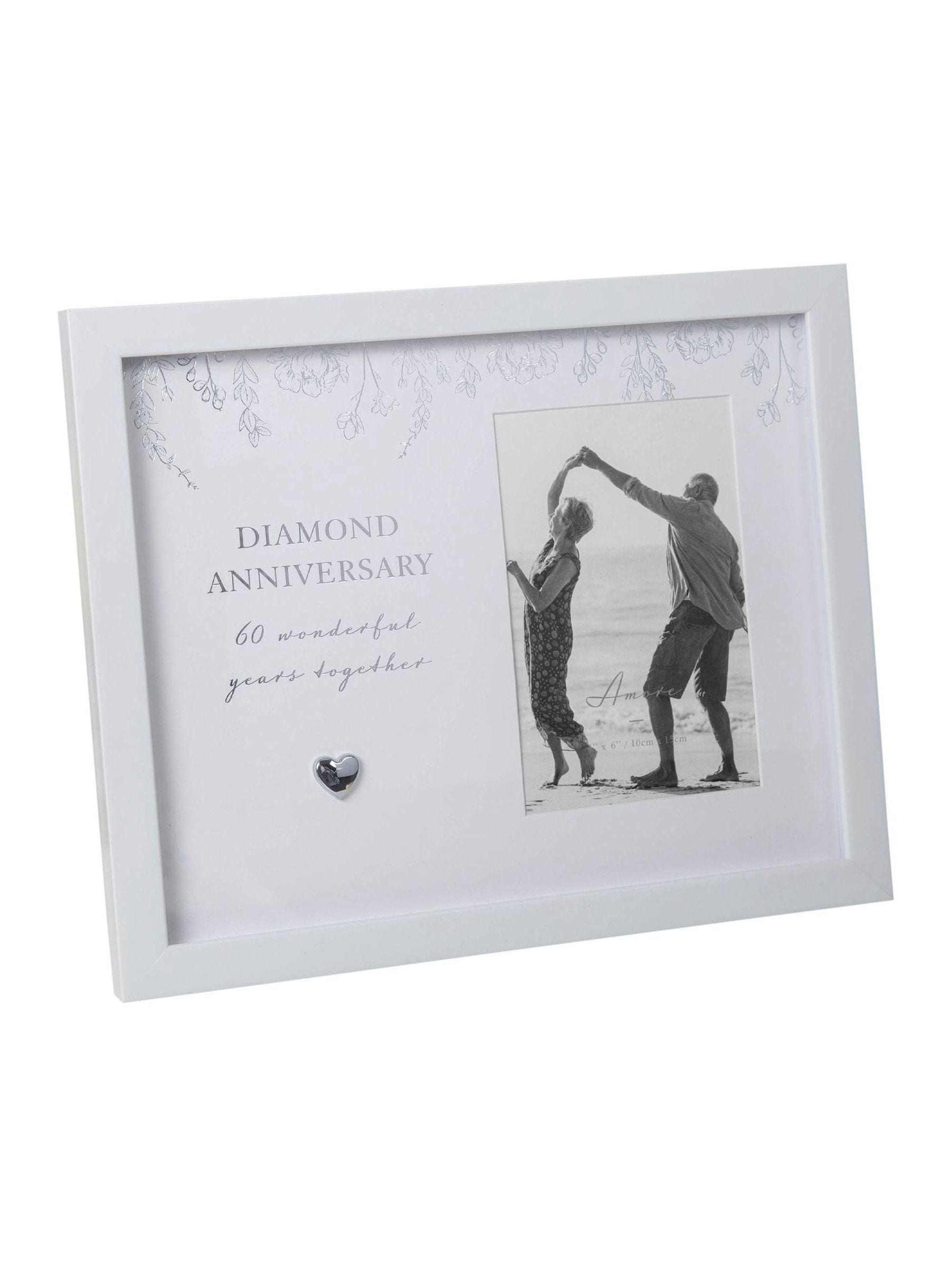 Widdop white amore diamond anniversary photo frame for 4 x 6 photos (British brand)