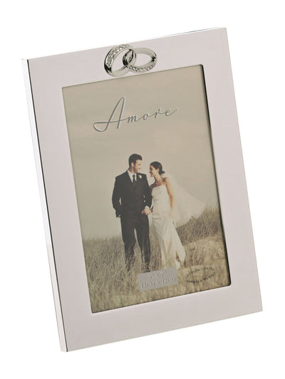 Next Amore by Juliana Silver Tone Wedding Photo Frame with Crystal Rings 5x7 inch- Buy online at McGrocer