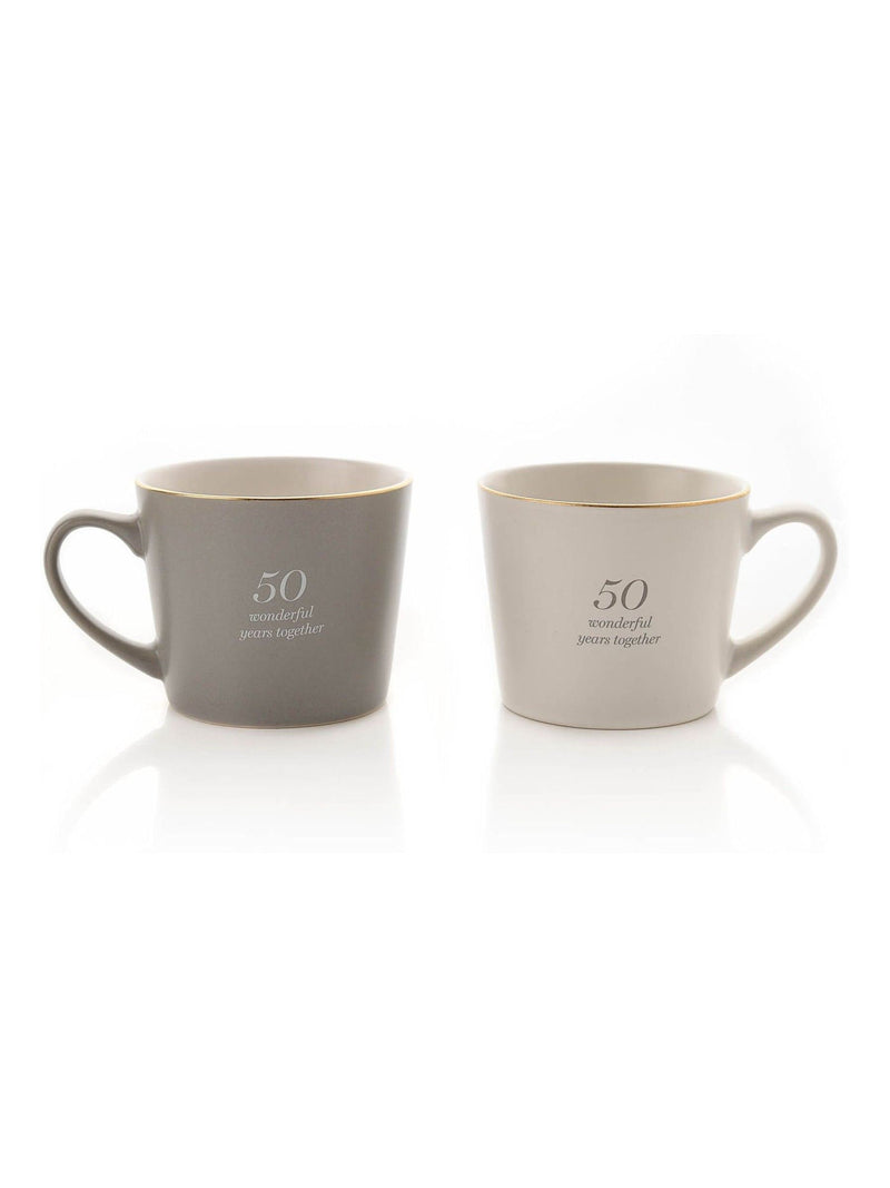 Widdop set of 2 grey 50th anniversary amore mugs, UK version