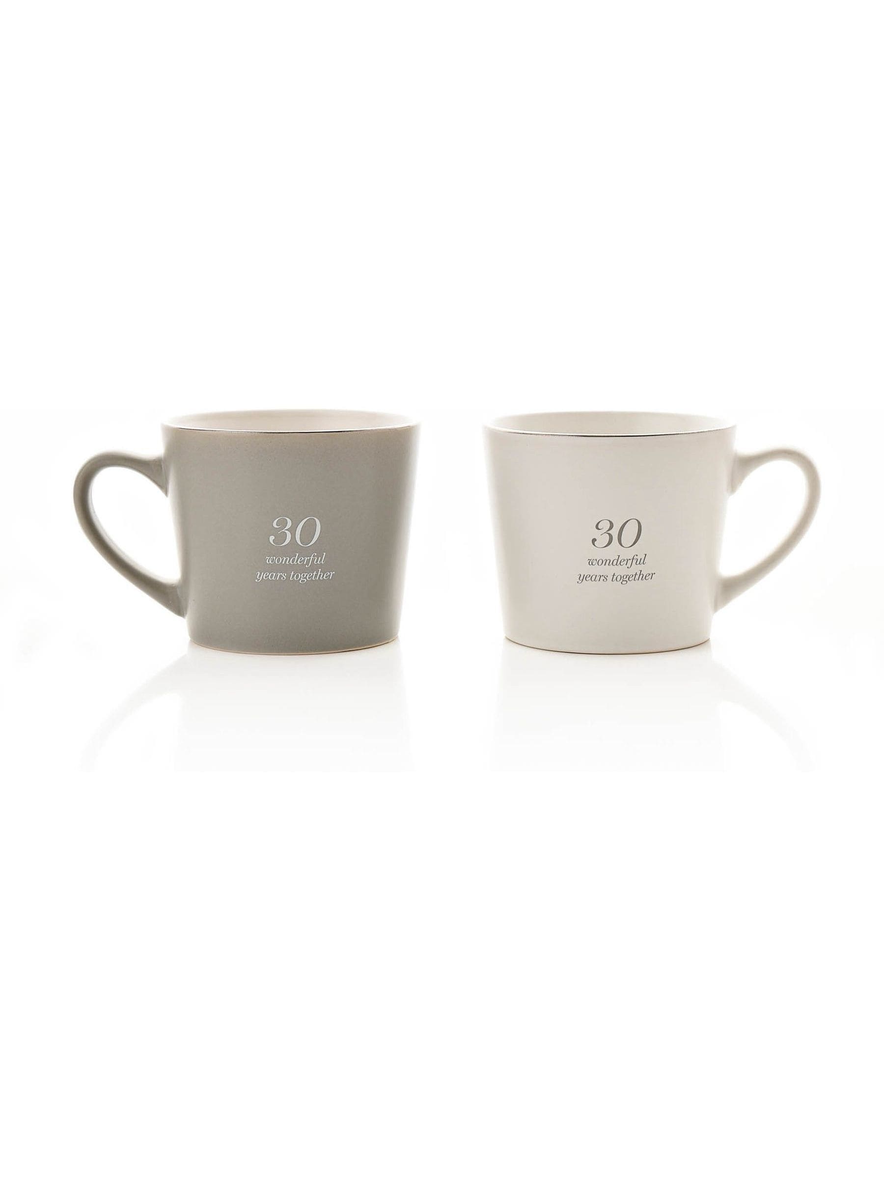 Widdop grey 30th anniversary mugs set of 2 - British product