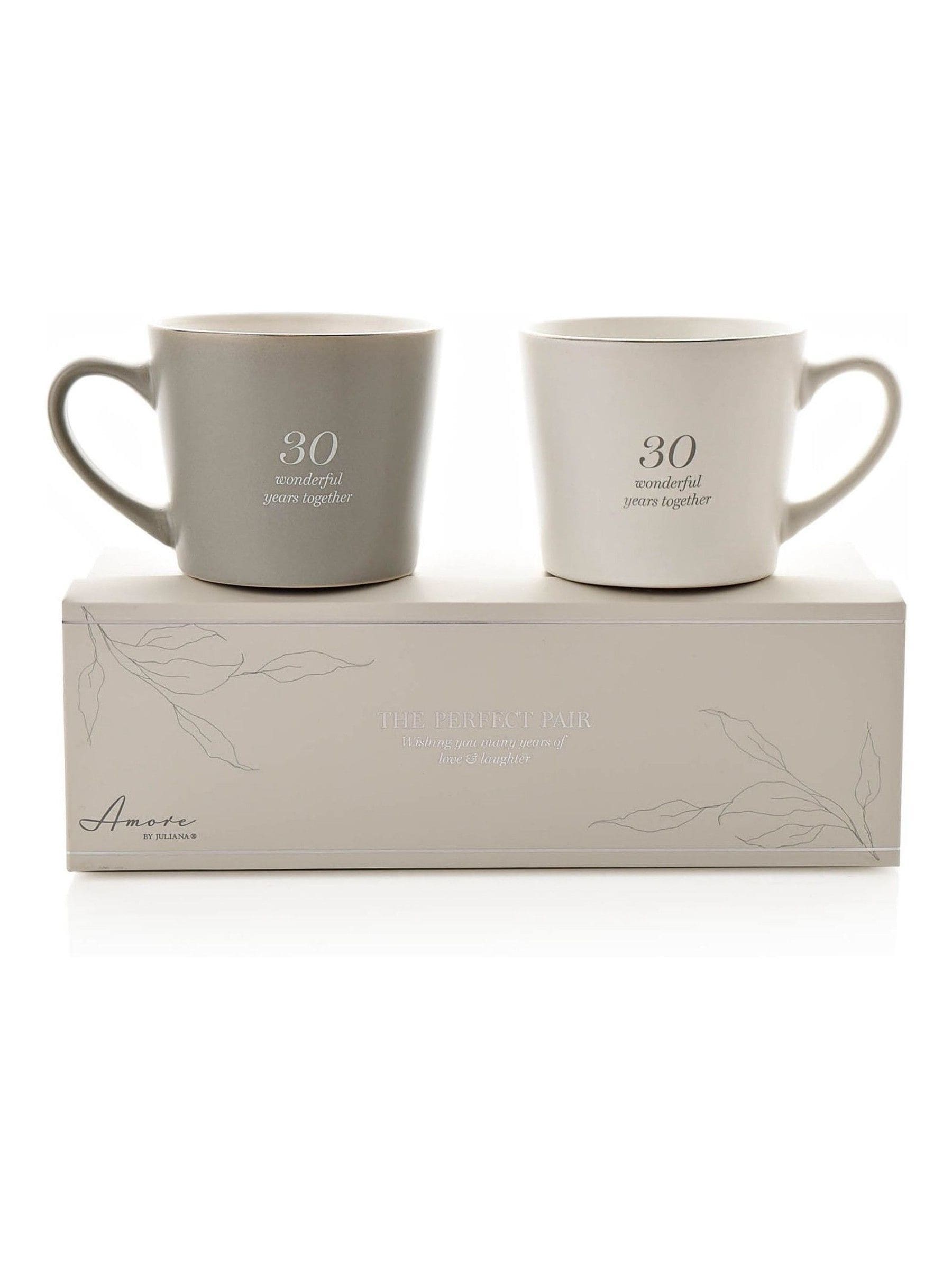 Widdop grey 30th anniversary mugs set of 2 - British product