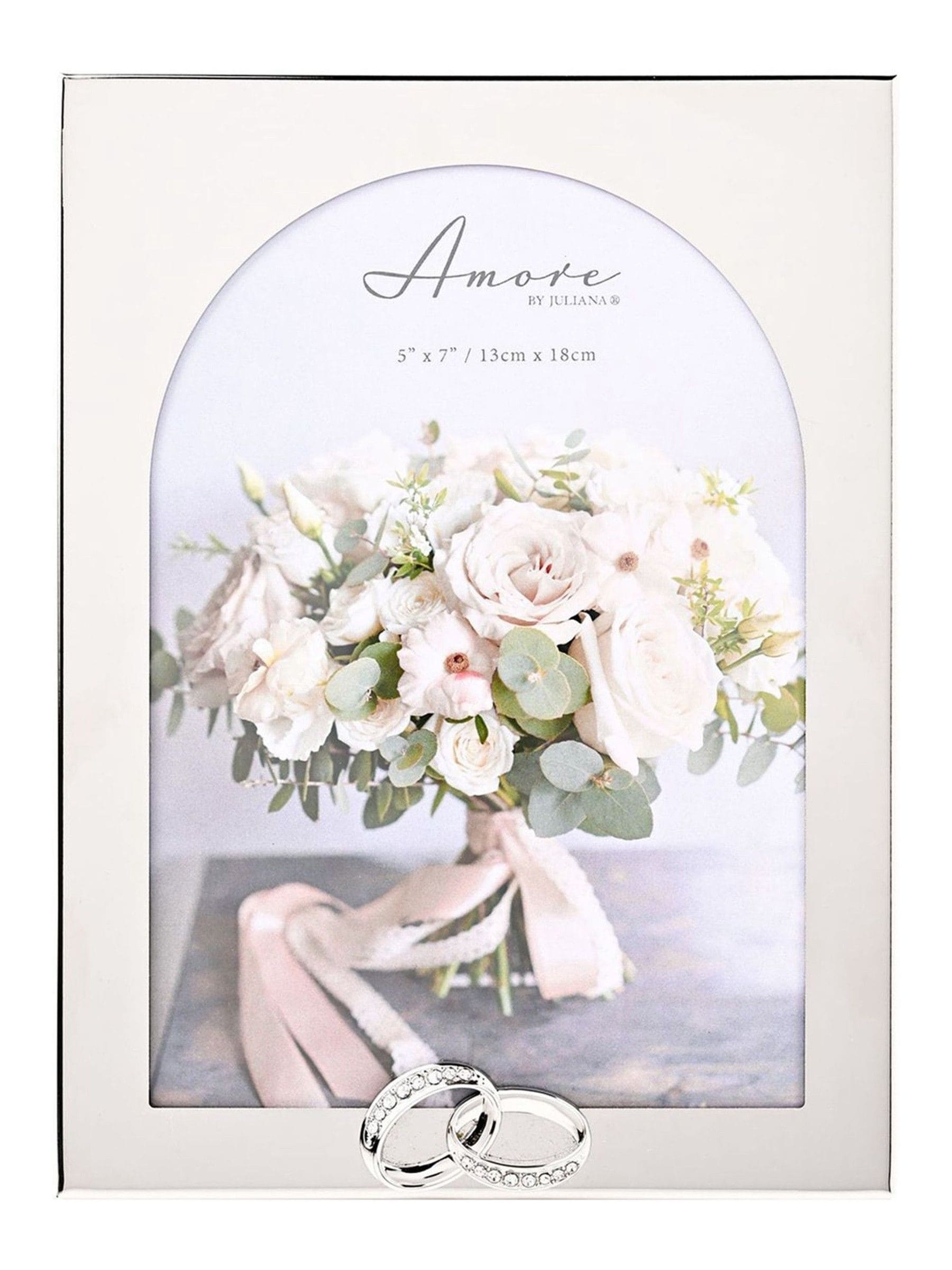 JULIANA Silver Amore Arch Photo Frame with Rings 5x7 (British brand)