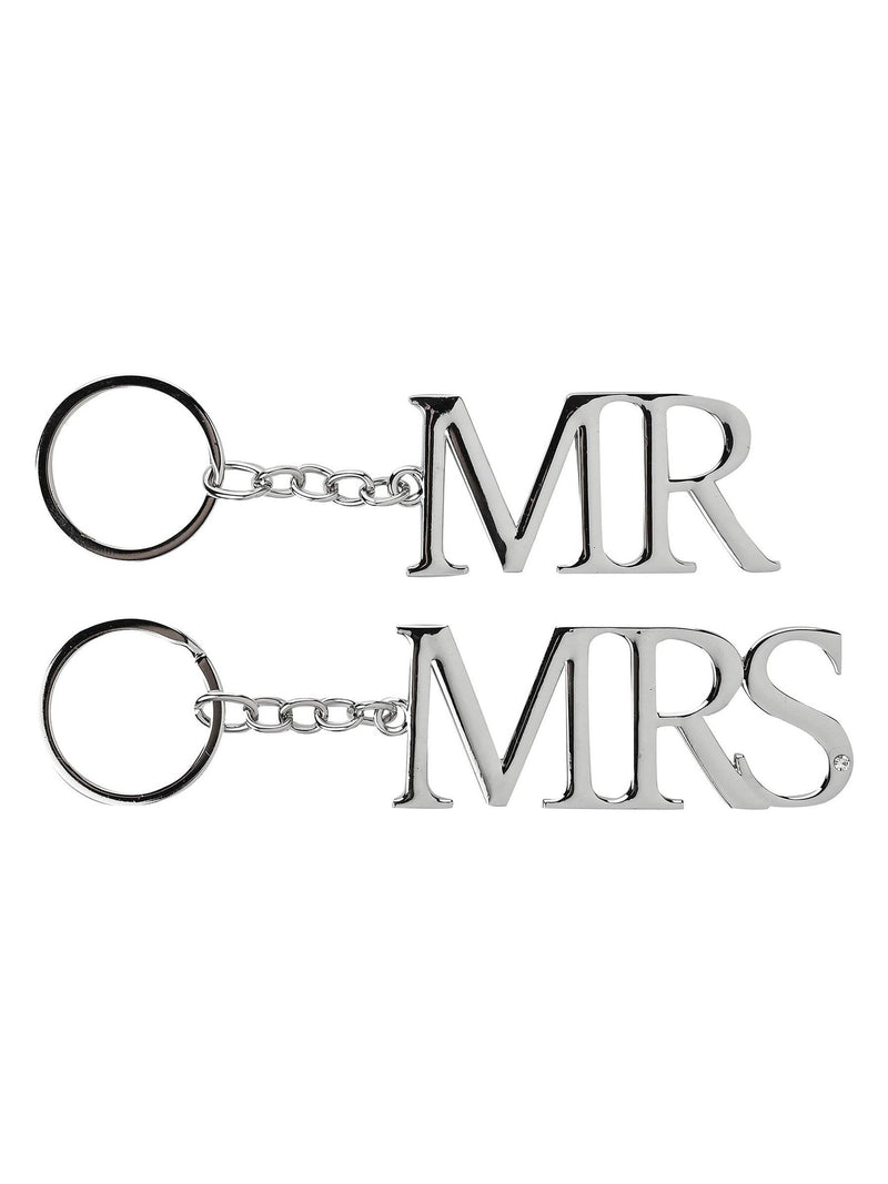 Widdop Mr & Mrs silverplated keyrings set of 2 (British brand)