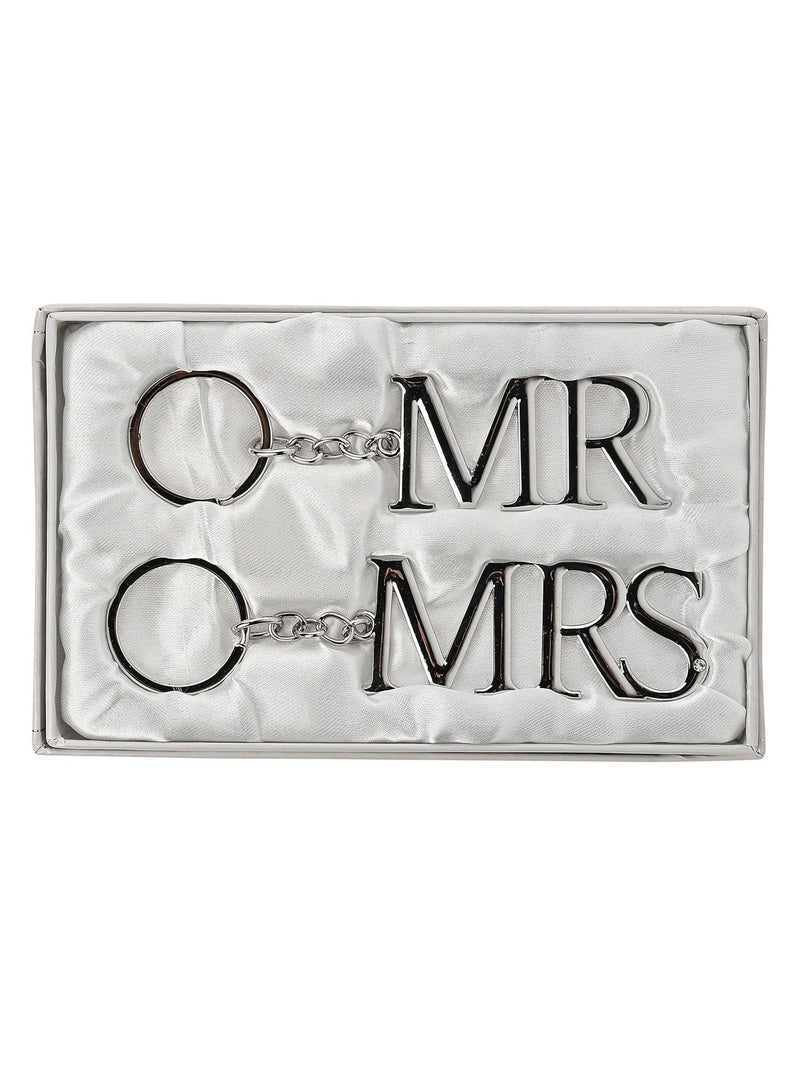 Widdop Mr & Mrs silverplated keyrings set of 2 (British brand)