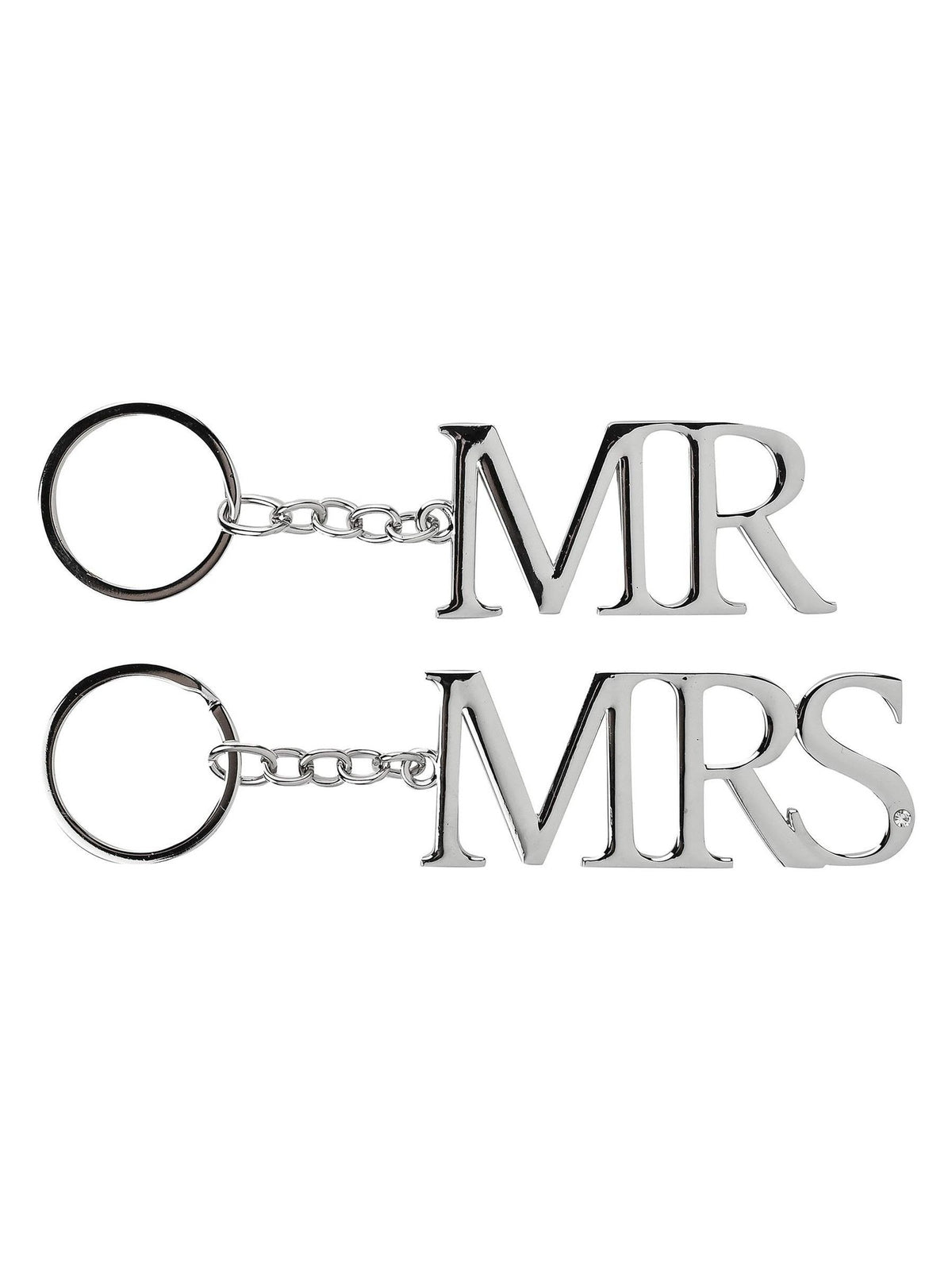 Widdop Mr & Mrs silverplated keyrings set of 2 (British brand)
